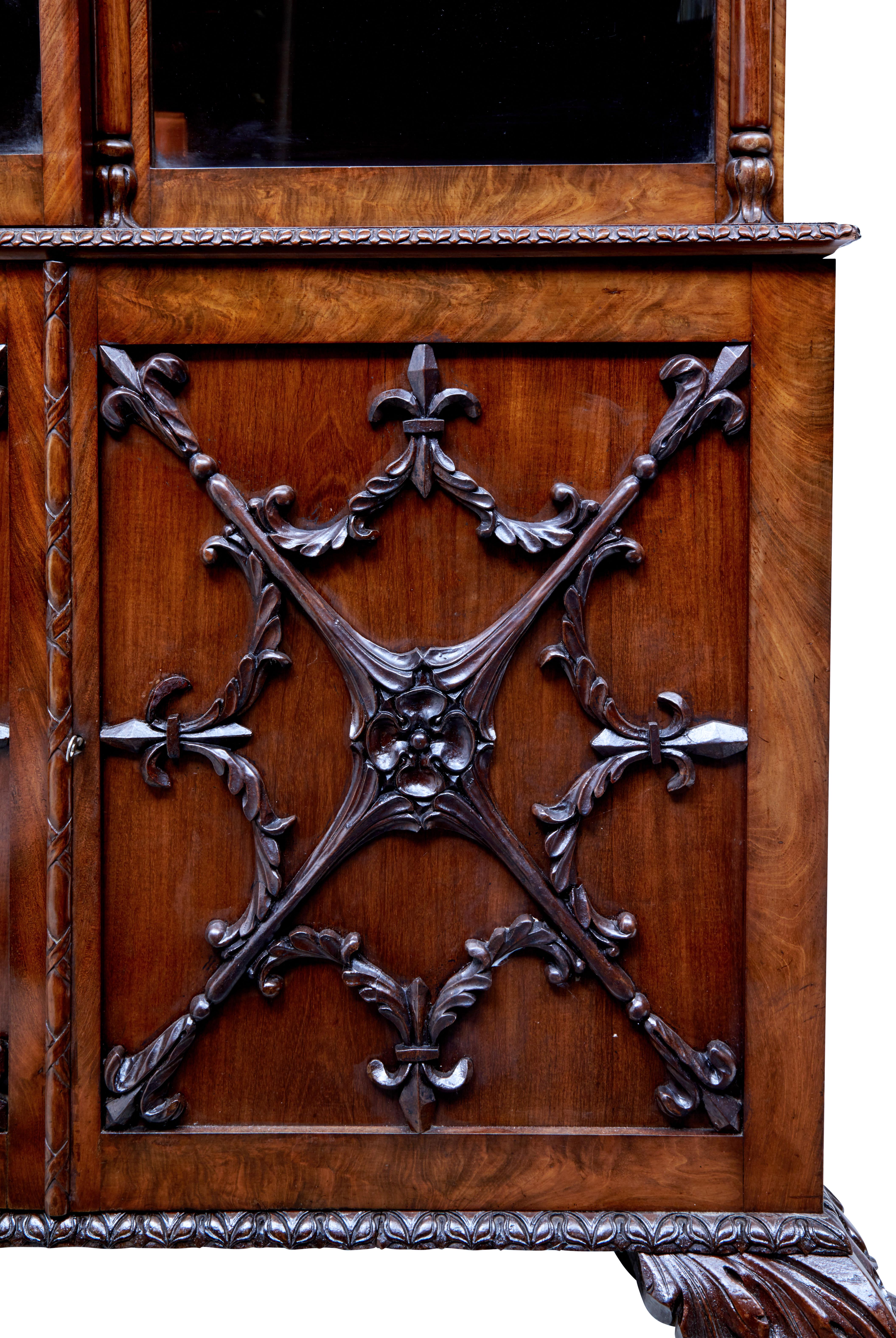 Mid-19th Century Carved Mahogany Danish Bookcase 5