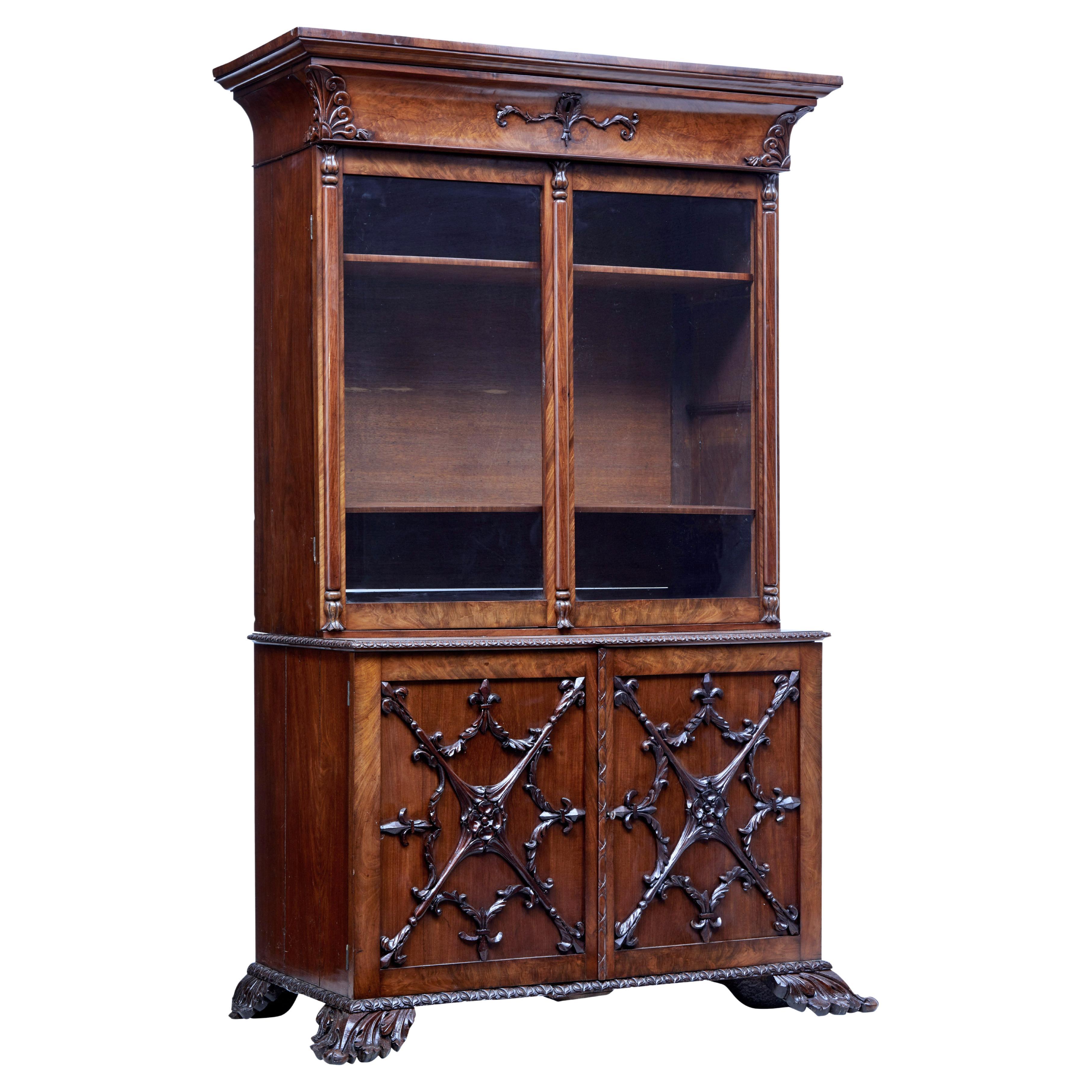 Mid 19th Century Carved Mahogany Danish Bookcase For Sale
