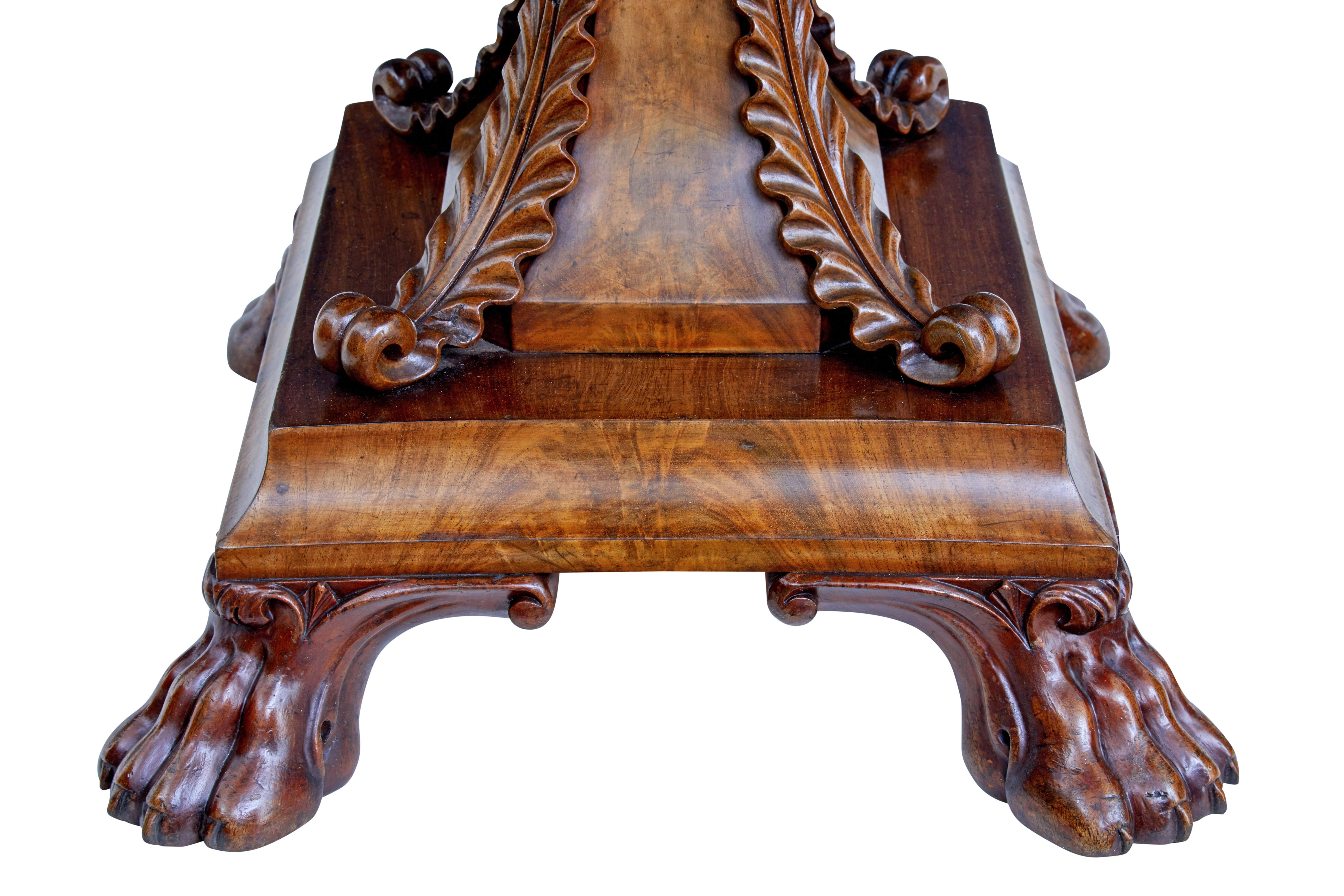 Mid-19th Century Carved Swedish Flame Mahogany Centre Table 1