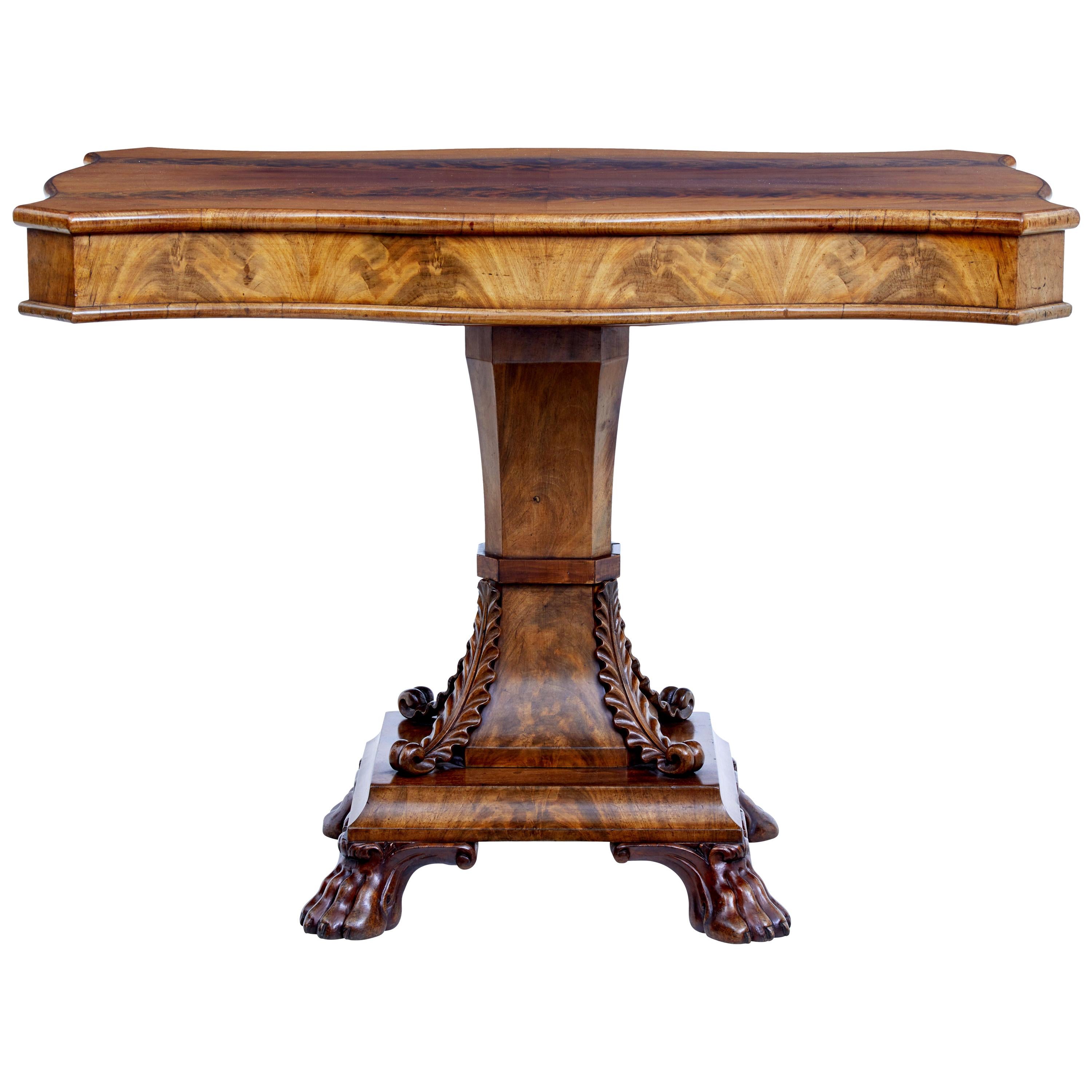Mid-19th Century Carved Swedish Flame Mahogany Centre Table