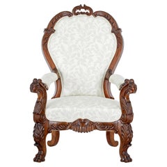 Antique Mid 19th century carved walnut armchair