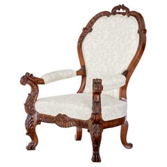 Mid 19th century carved walnut armchair