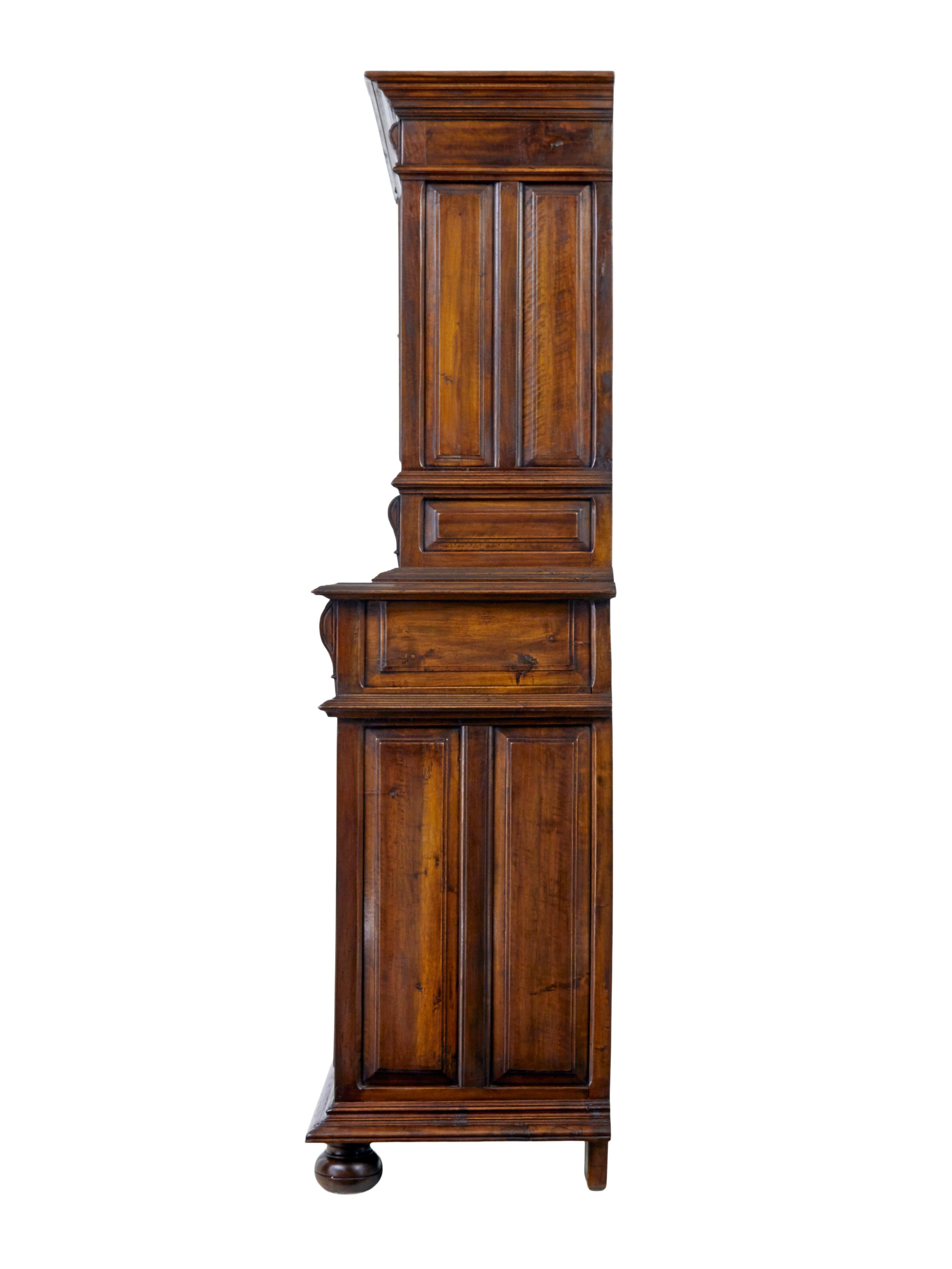 Hand-Carved Mid 19th century carved walnut Italian cabinet For Sale