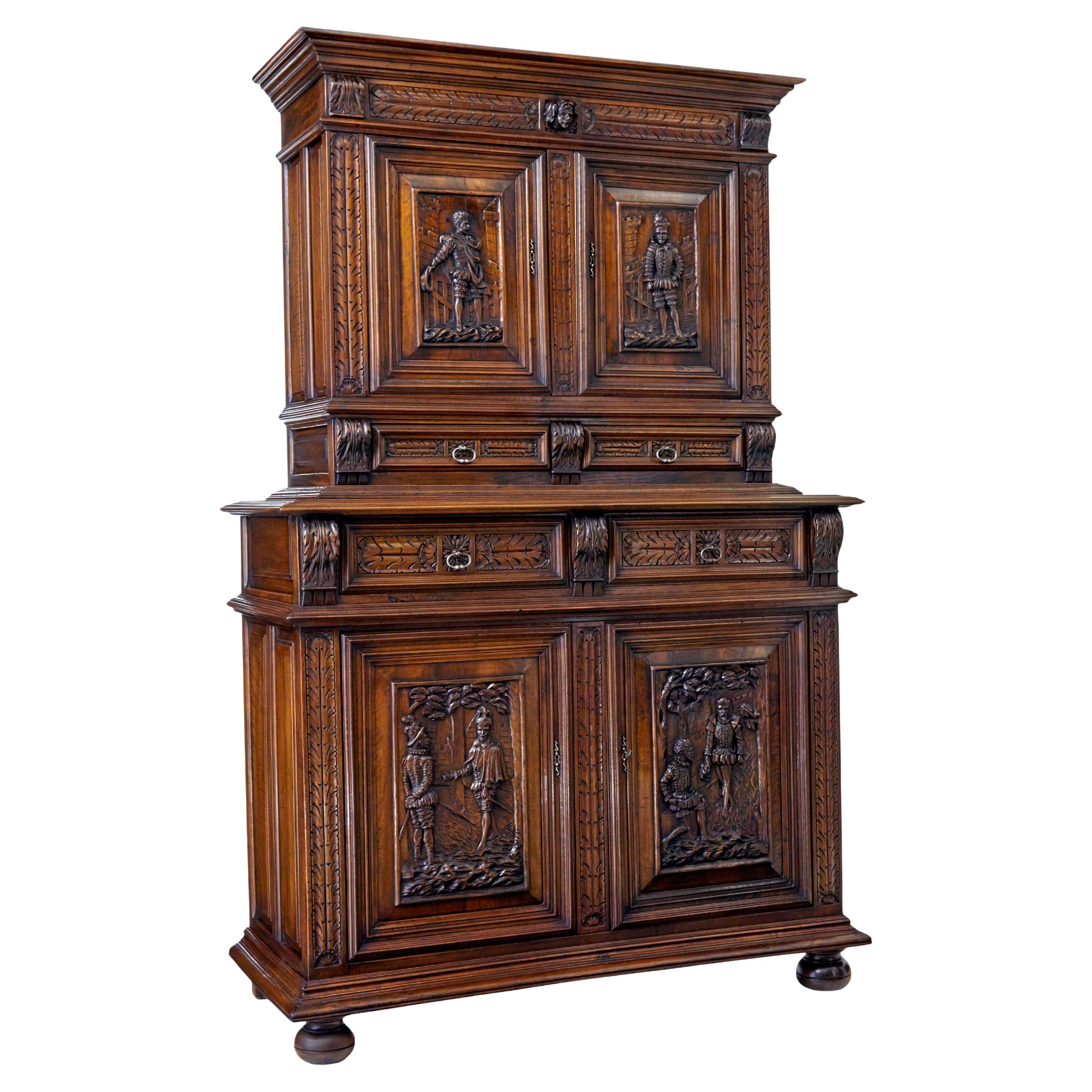 Mid 19th century carved walnut Italian cabinet