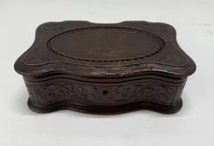 Mid-19th Century Carved Walnut Jewelry or Trinket Box, Likely Black Forest