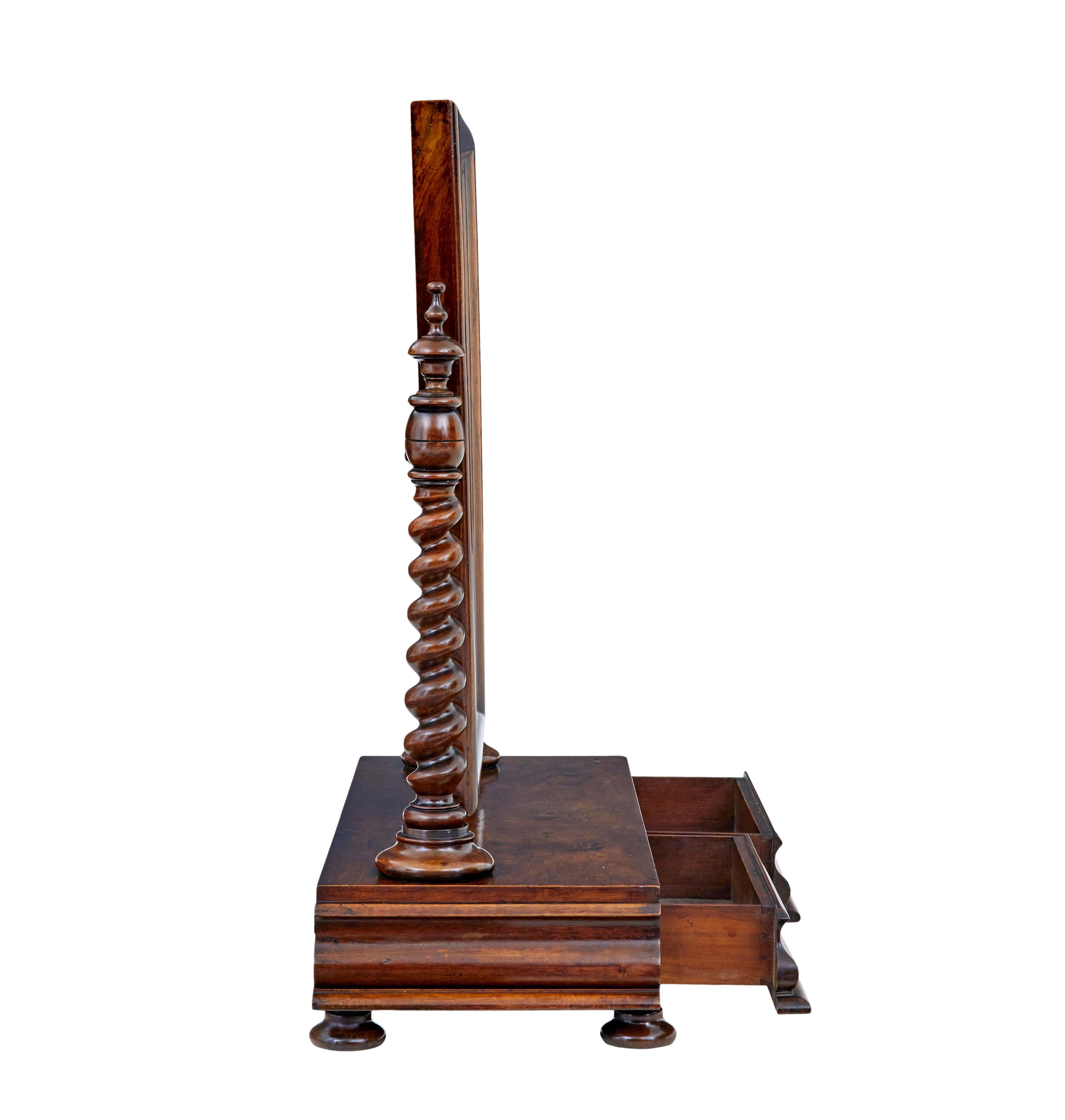 High Victorian Mid 19th century carved walnut toilet mirror
