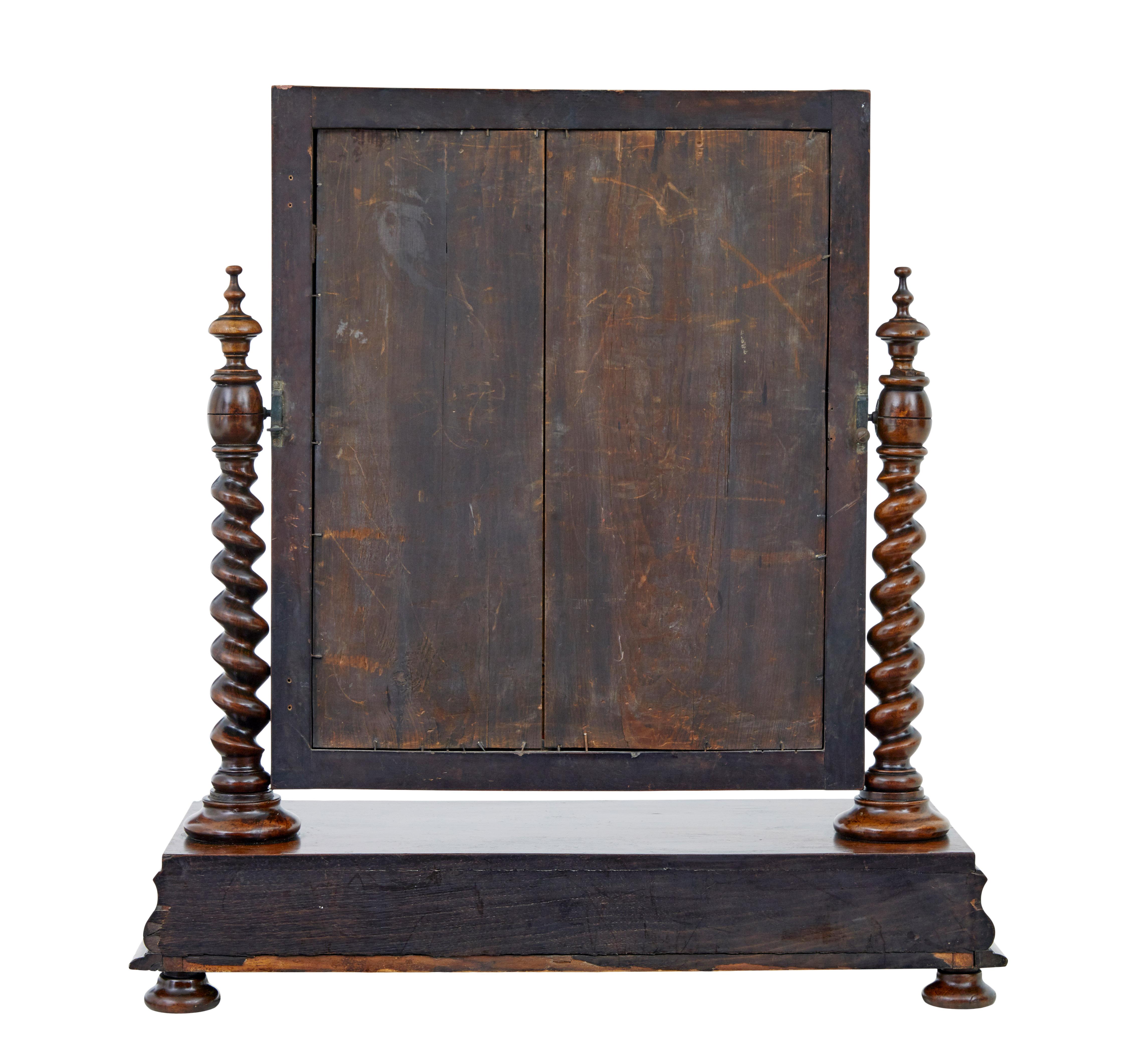 Hand-Carved Mid 19th century carved walnut toilet mirror For Sale
