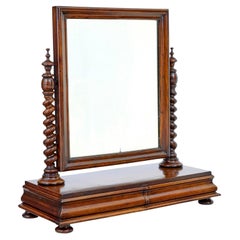 Mid 19th century carved walnut toilet mirror