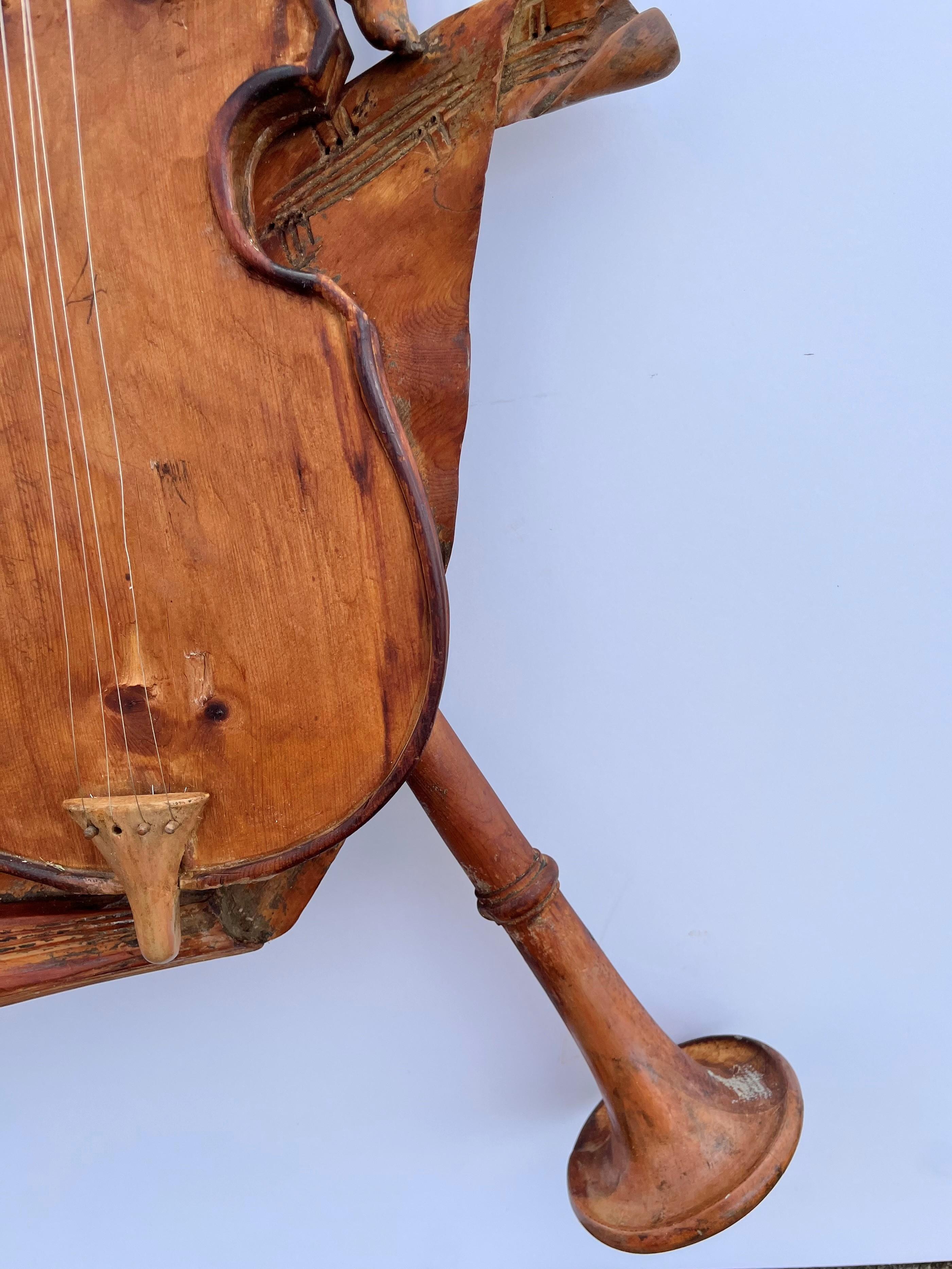 Mid-19th Century Carved Wood Musical Wall or Boiserie Violin Trophy with Cherubs 7