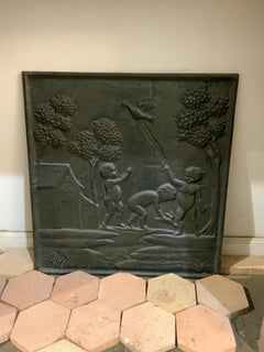 Plaque de cheminée en fonte du milieu du 19e siècle de France