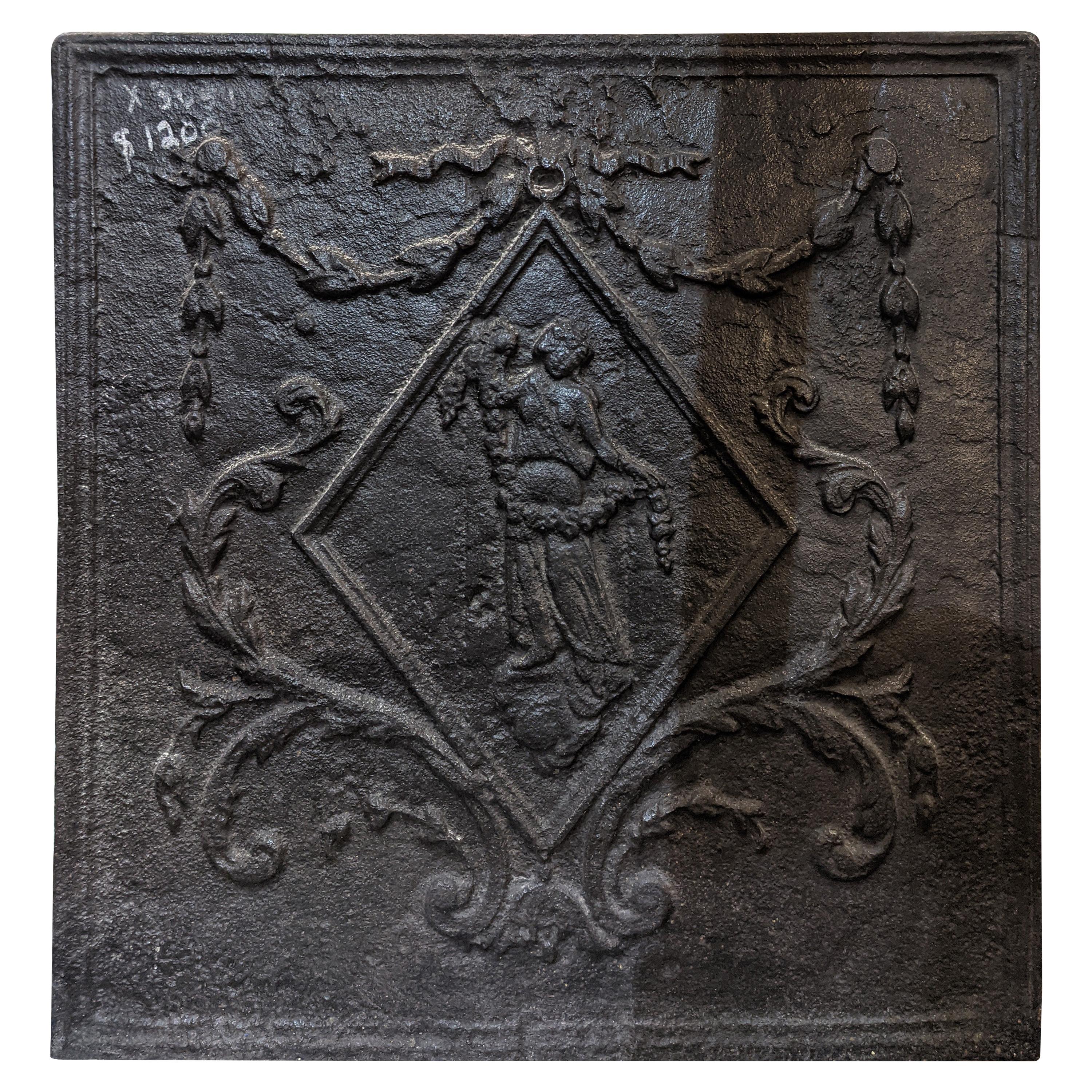 Mid-19th Century Cast Iron Fireback from France