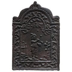 Antique Mid-19th Century Cast Iron Fireback from France