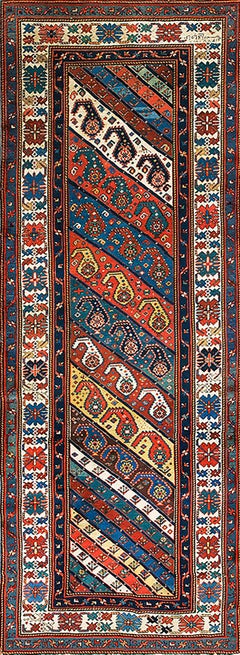 Antique Mid 19th Century Caucasian Shirvan Carpet ( 3'8" x 9'8" - 112 x 295 )