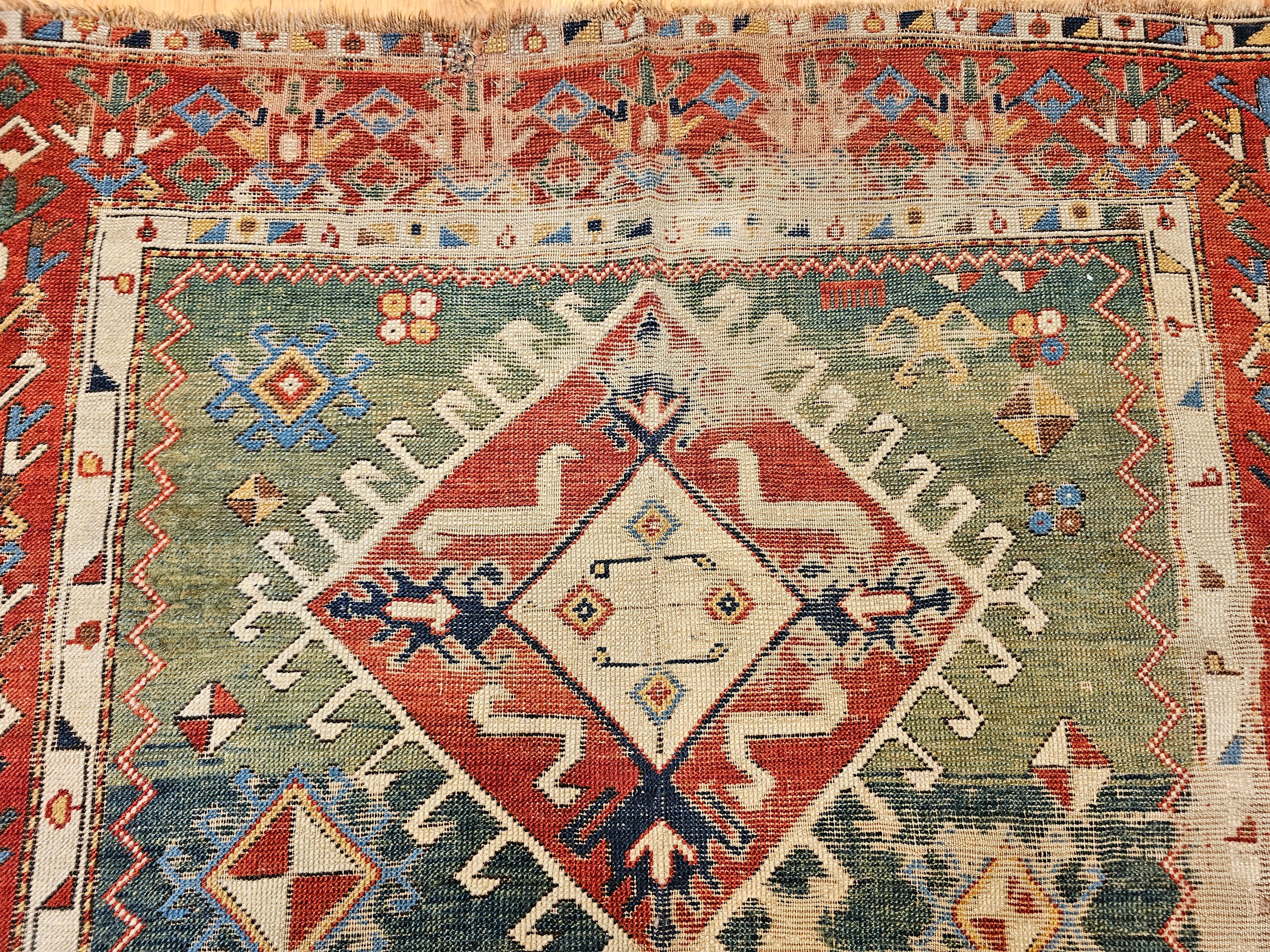 Tapis caucasien Kazak du début du 19e siècle Bon état - En vente à Barrington, IL