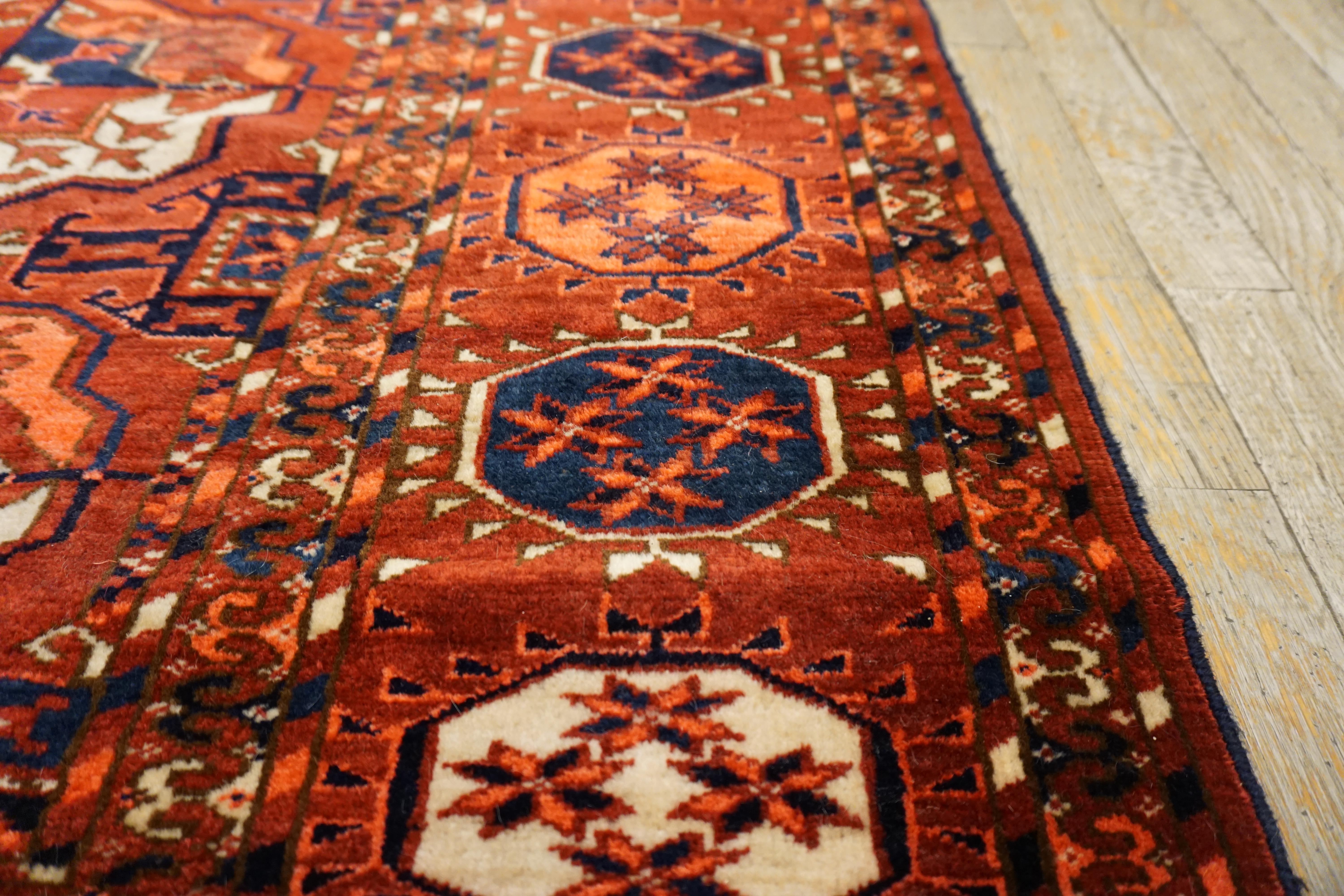 Lana Tappeto Tekke Turkmen dell'Asia centrale della metà del XIX secolo (6'9'' x 10'3'' - 206 x 312) in vendita