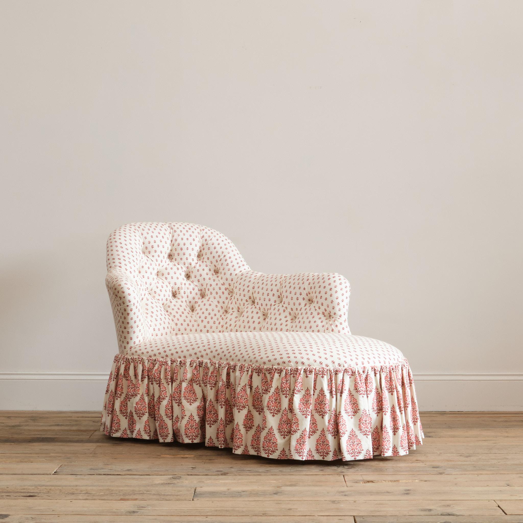 Mid 19th Century Chaise Longue in Titley & Marr Printed Cotton For Sale 5