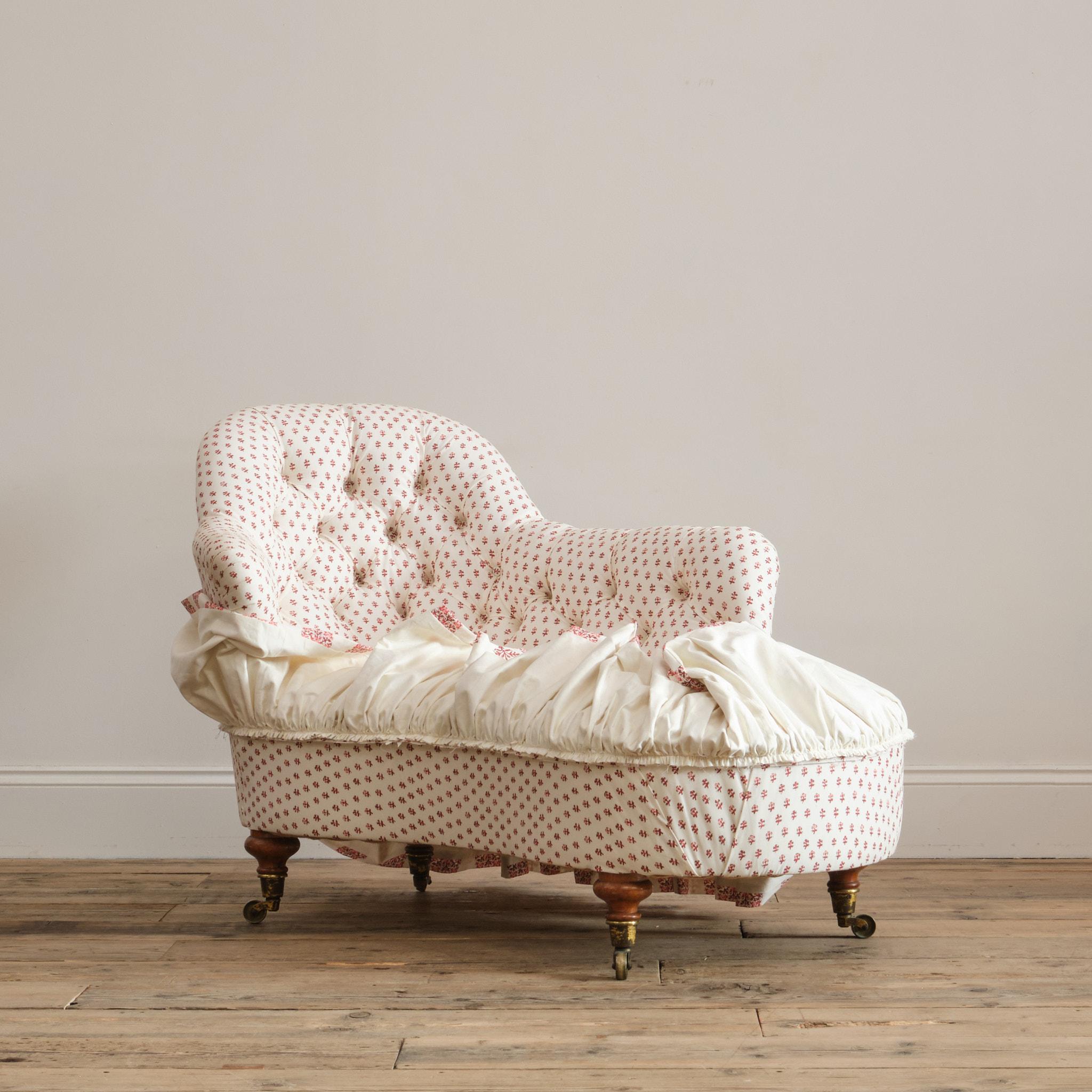 Mid 19th Century Chaise Longue in Titley & Marr Printed Cotton For Sale 8