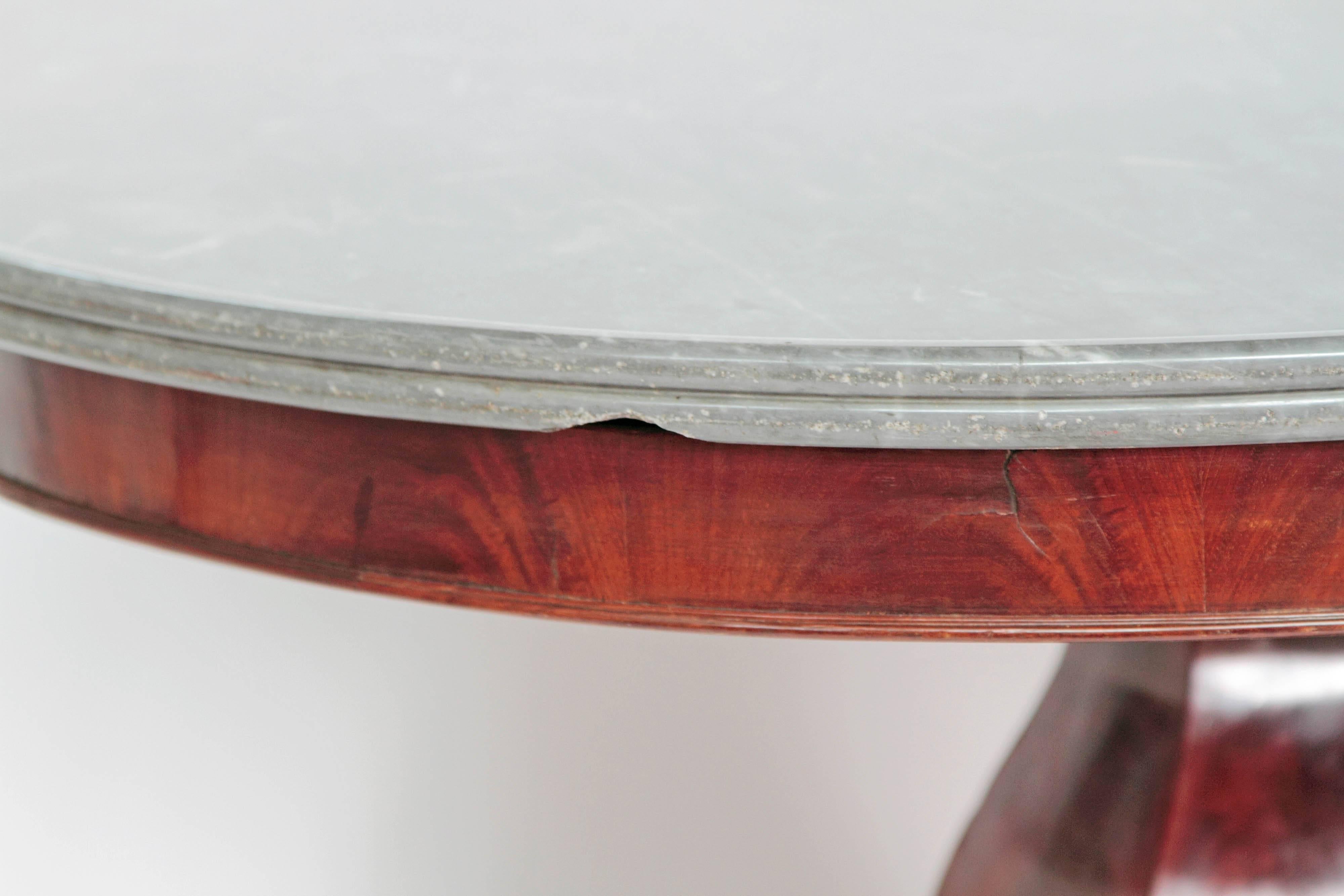 Wood Mid-19th Century Charles X Walnut Center Table with Grey Marble Top