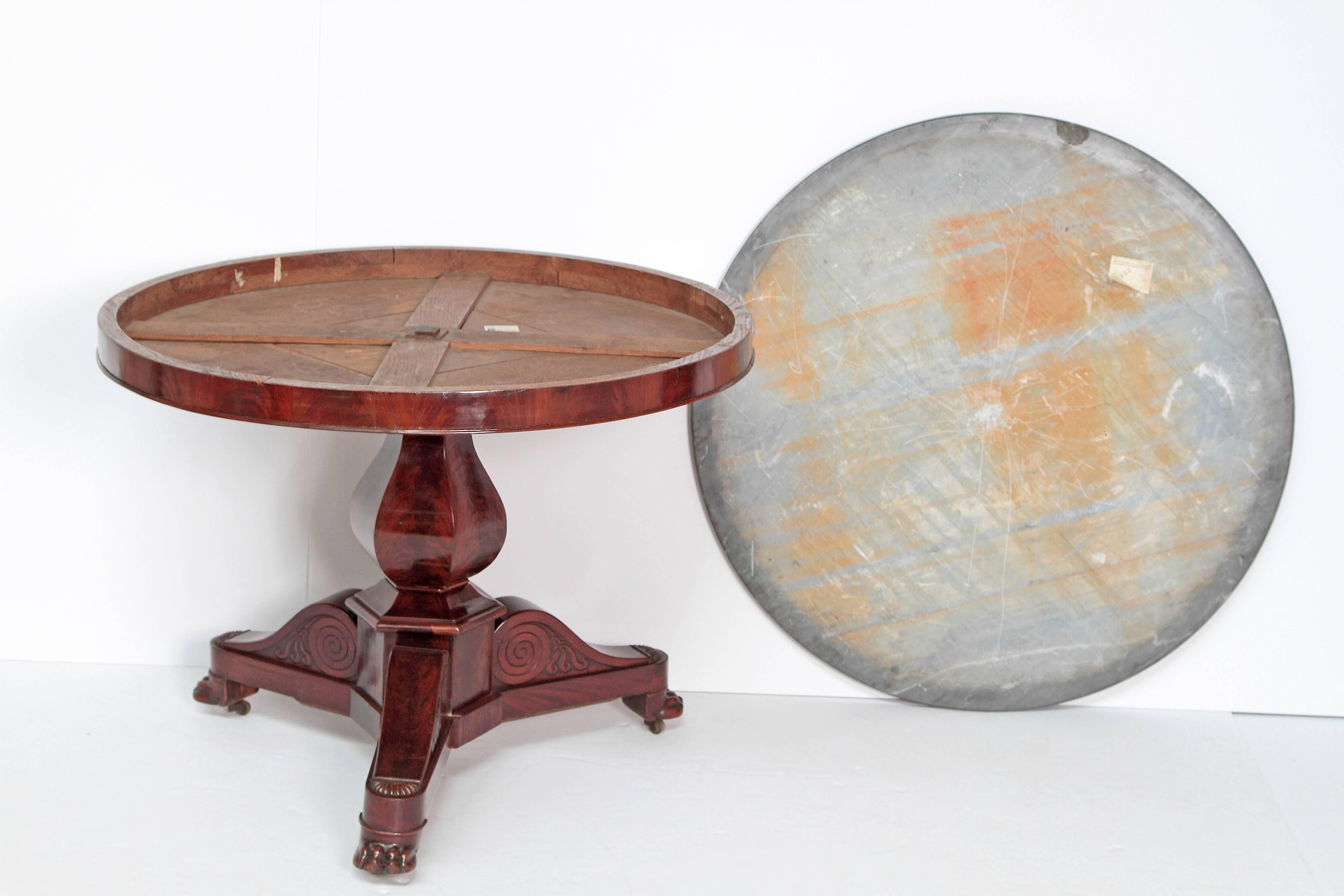 Mid-19th Century Charles X Walnut Center Table with Grey Marble Top 1