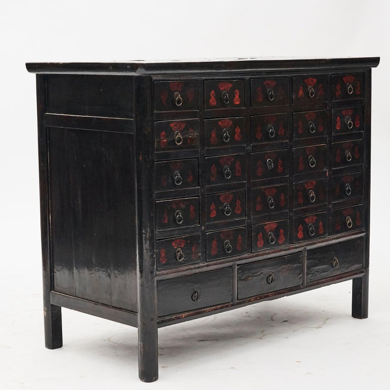 Mid 19th Century Chinese Apothecary Medicine Cabinet With 28