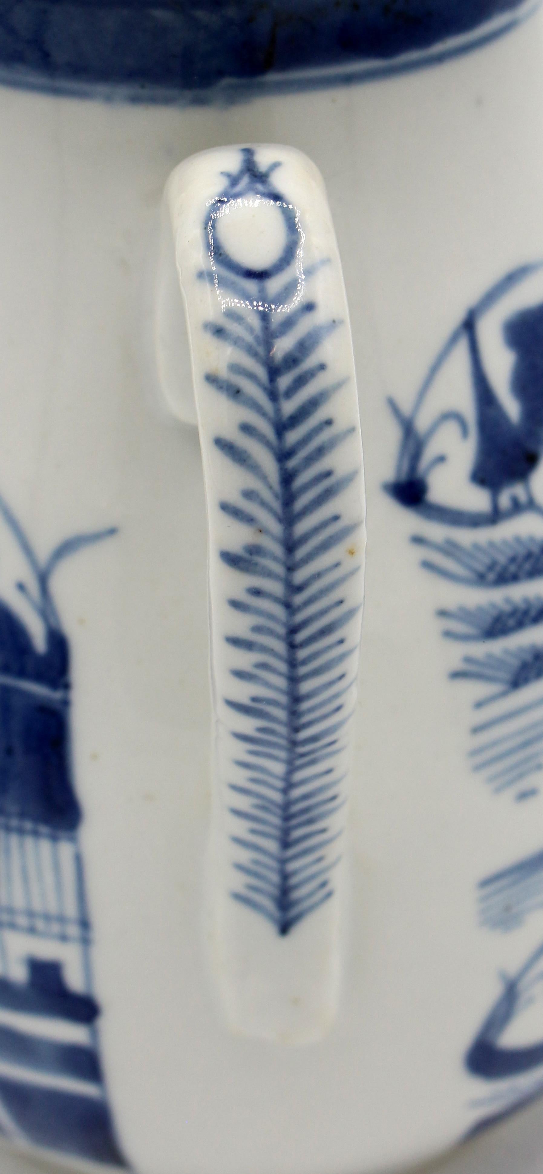 Ceramic Mid-19th Century Chinese Blue Canton Covered Coffee Pot For Sale