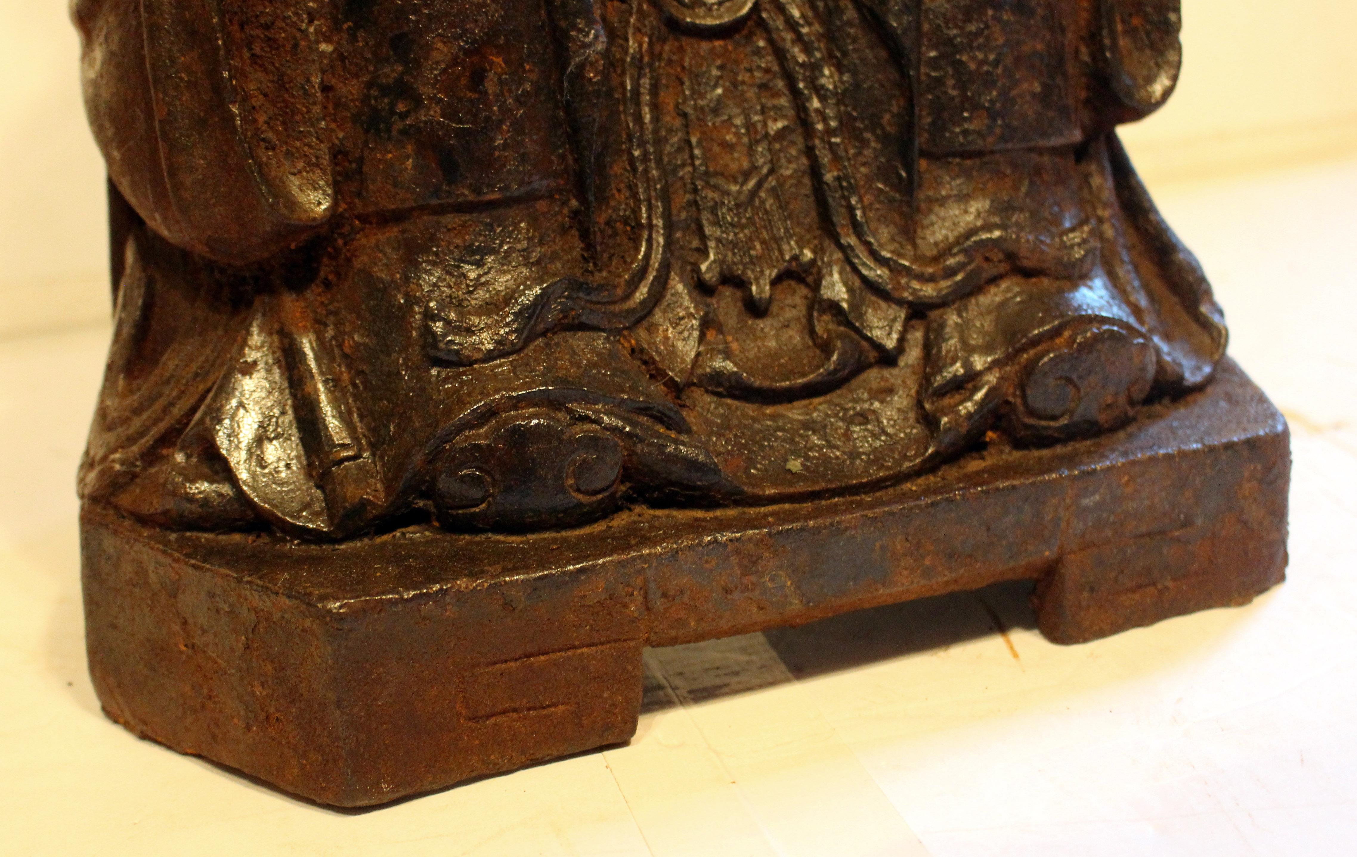 Mid-19th Century Chinese Cast Iron Seated Figure For Sale 3