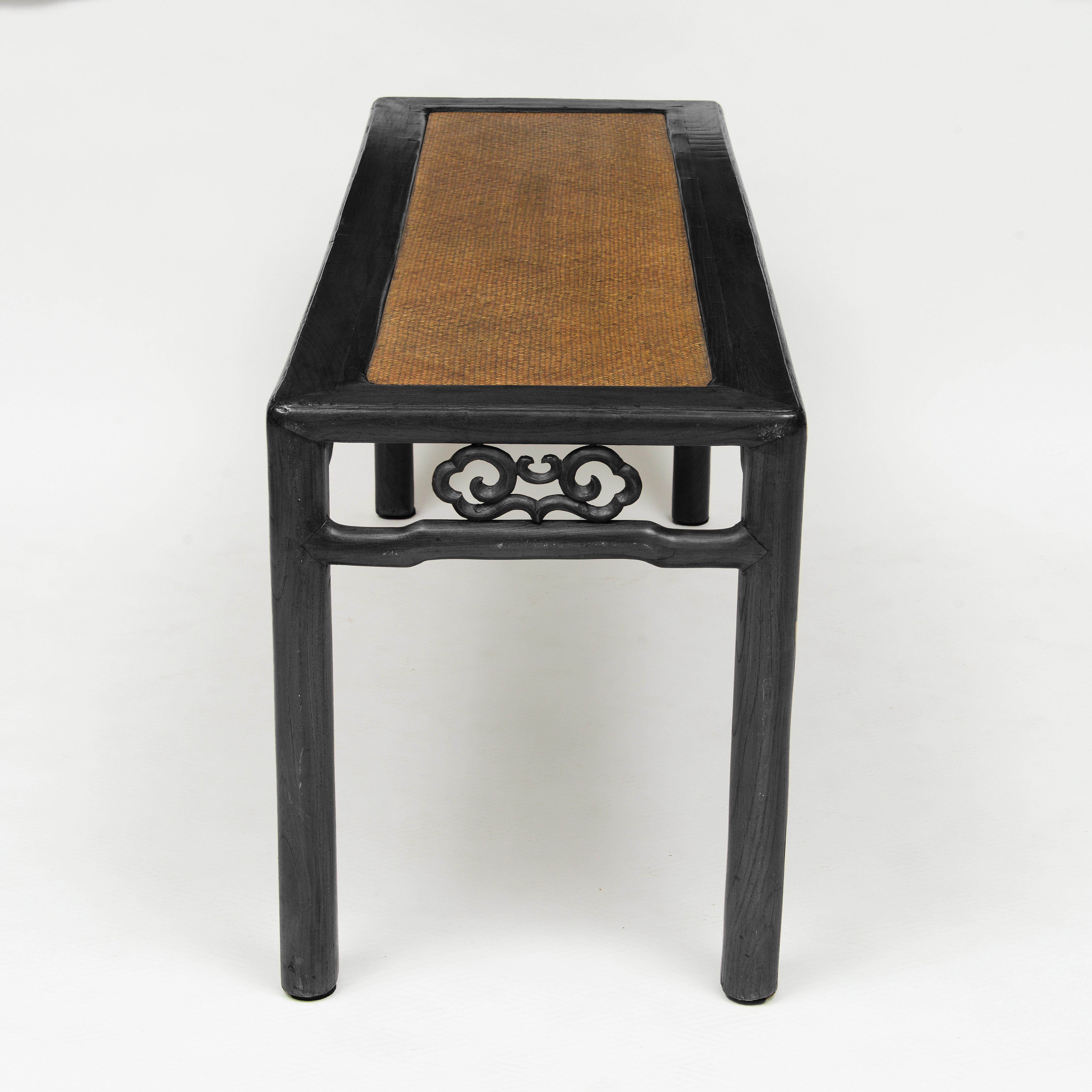 Chinese Export Mid 19th Century Chinese Ebonized Bench For Sale