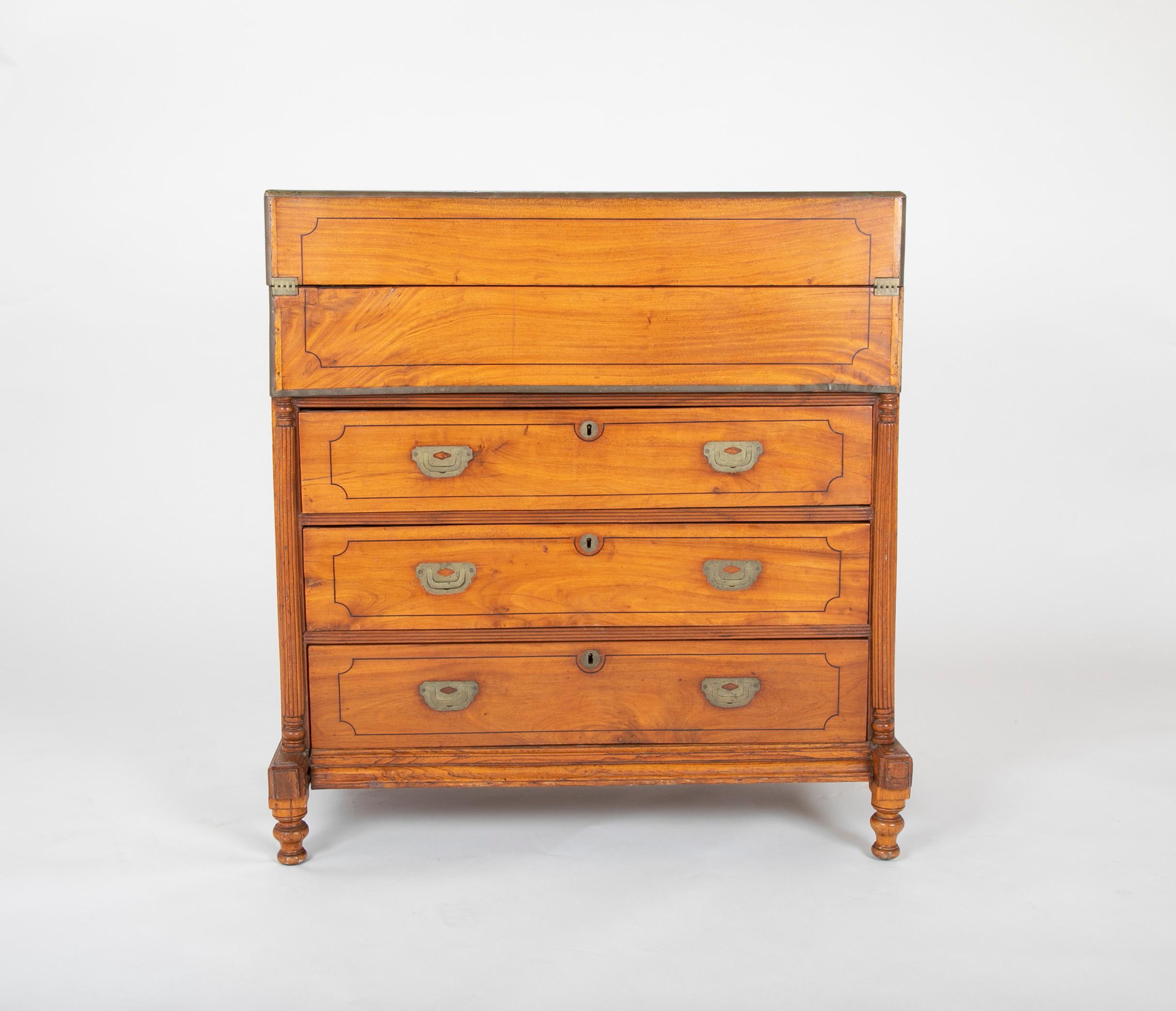 Anglo-Indian Mid-19th Century Chinese Export Camphorwood Campaign Chest For Sale