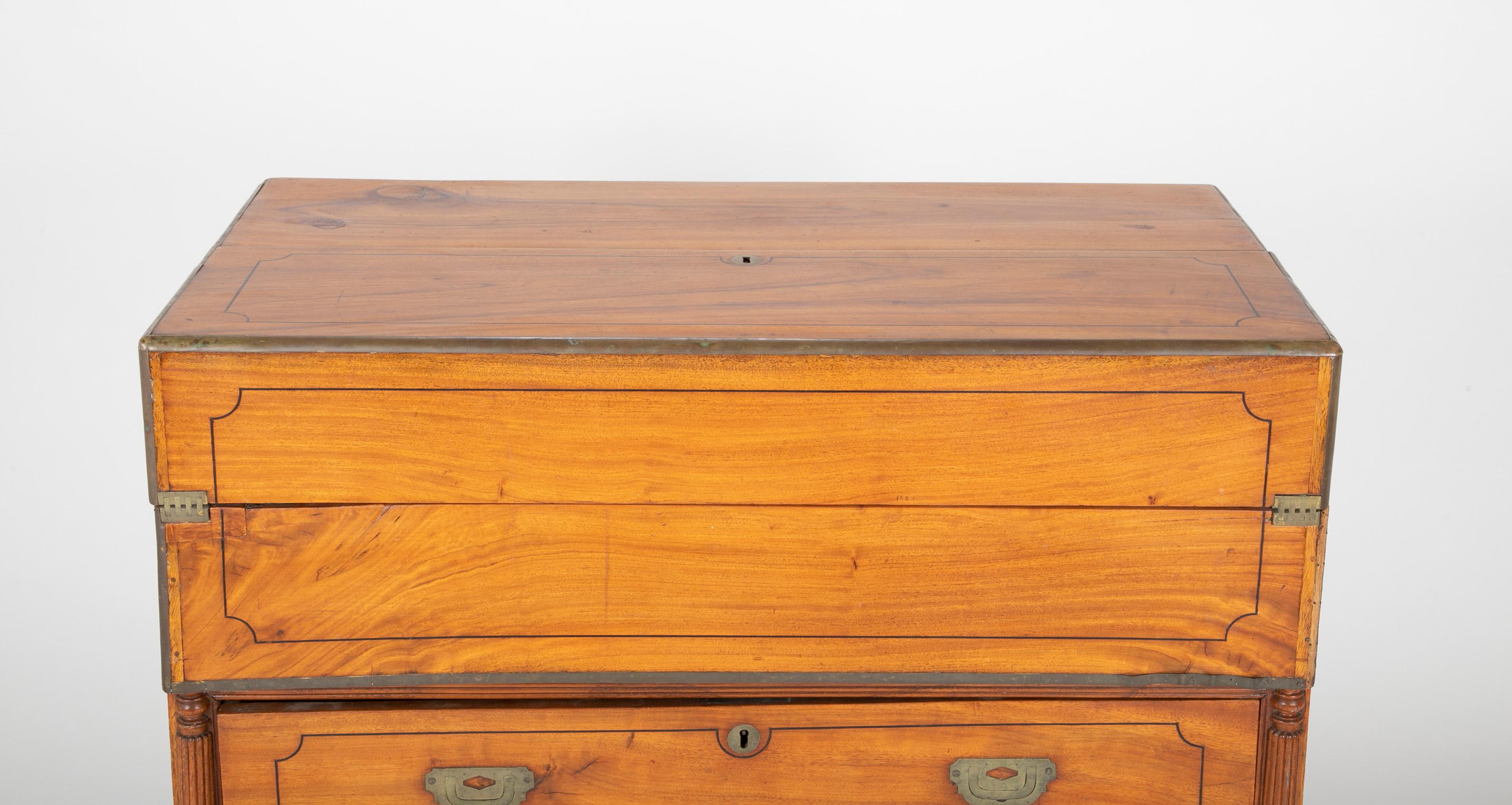 Mid-19th Century Chinese Export Camphorwood Campaign Chest For Sale 1