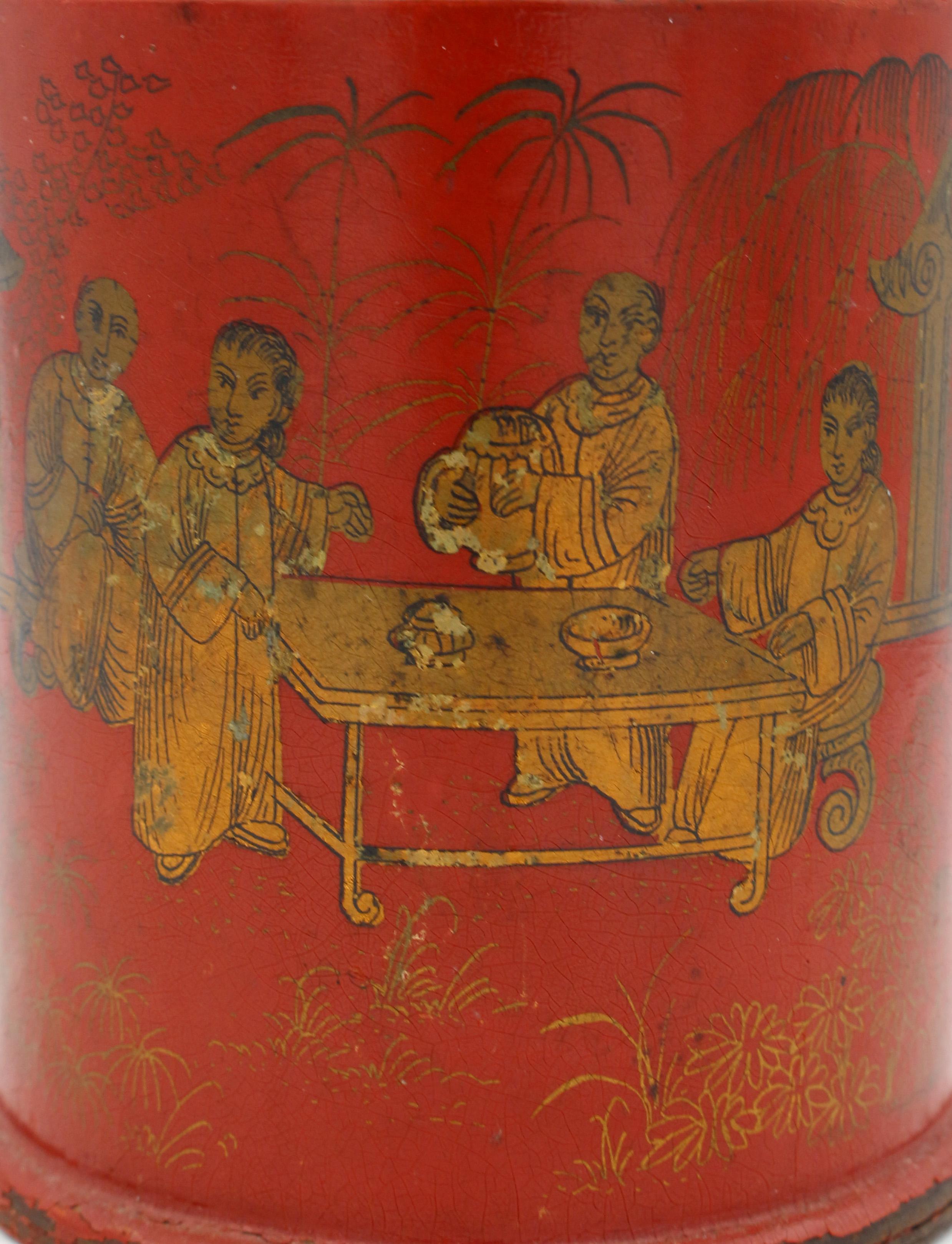 Mid-19th Century Chinese Export Papier Mache Round Tea Canister Box For Sale 1