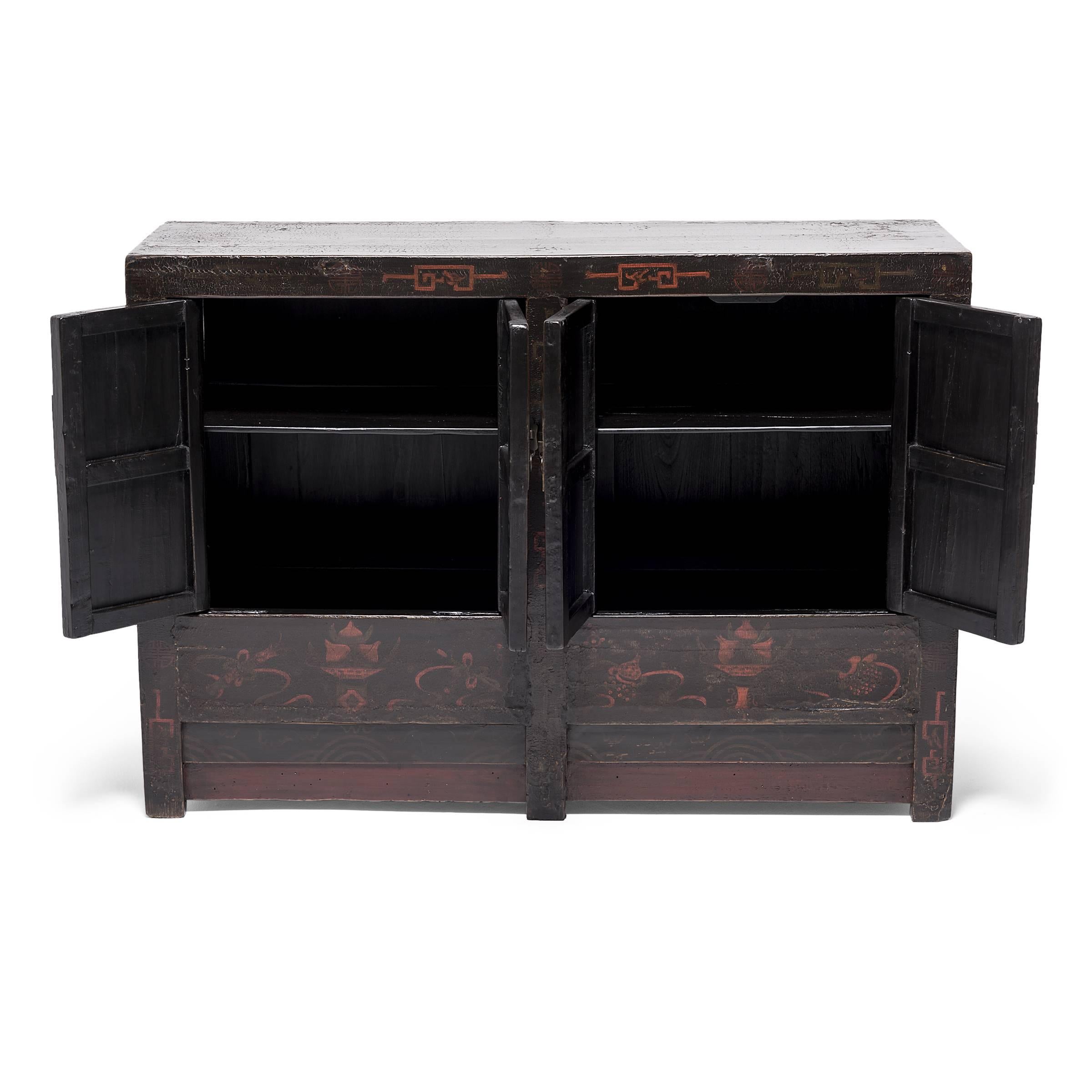 Referencing the 16th century Garden of Cultivation in Suzhou province, this chest’s painted panels depict an intimate interpretation of this inspirational site. The actual garden epitomizes traditional Ming-dynasty garden design with enlightened