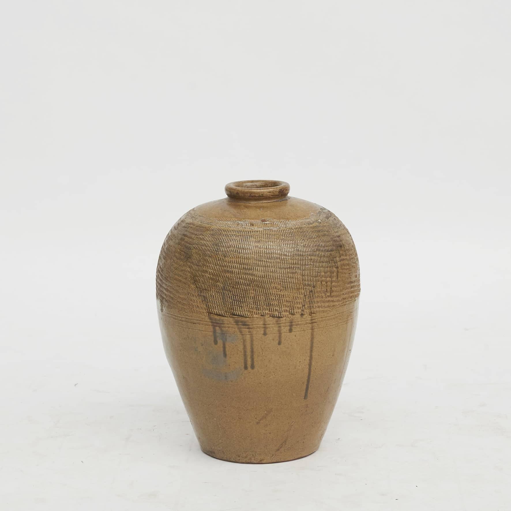 Qing Mid-19th Century Chinese Glazed Stoneware Storage Jar