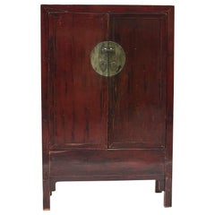 Antique Mid-19th Century Chinese Lacquered Wedding Cabinet