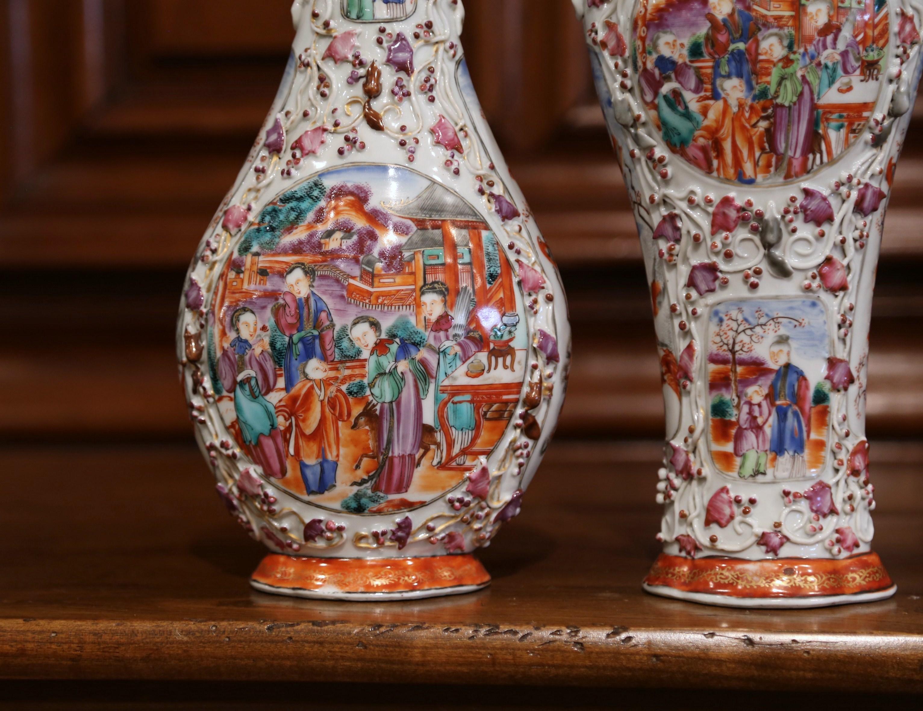 Mid-19th Century Chinese Mandarin Palette Porcelain Garniture Set 5