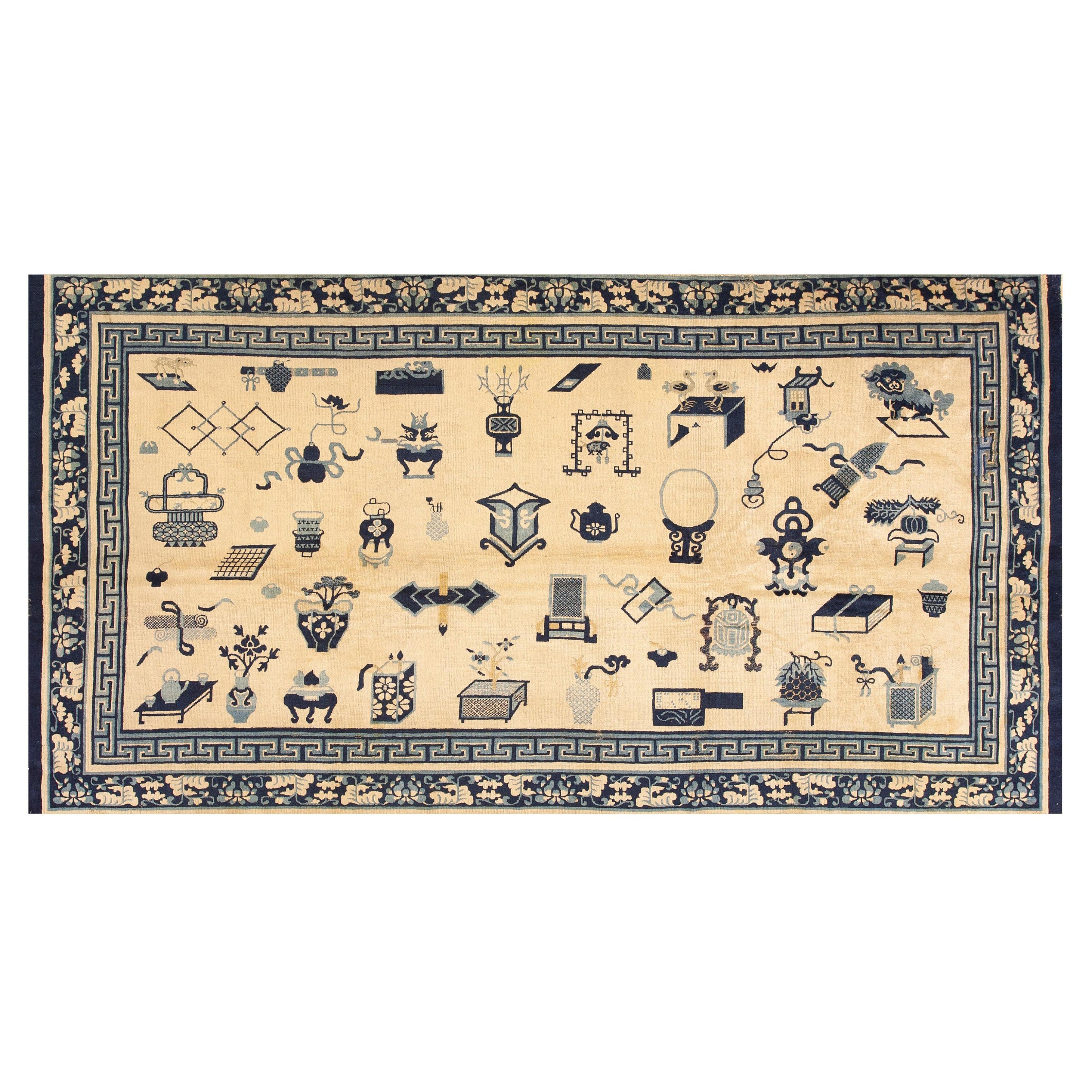 Mid 19th Century Chinese Ningxia Carpet ( 5' 6'' x 10' 7'' - 167 x 322 ) For Sale