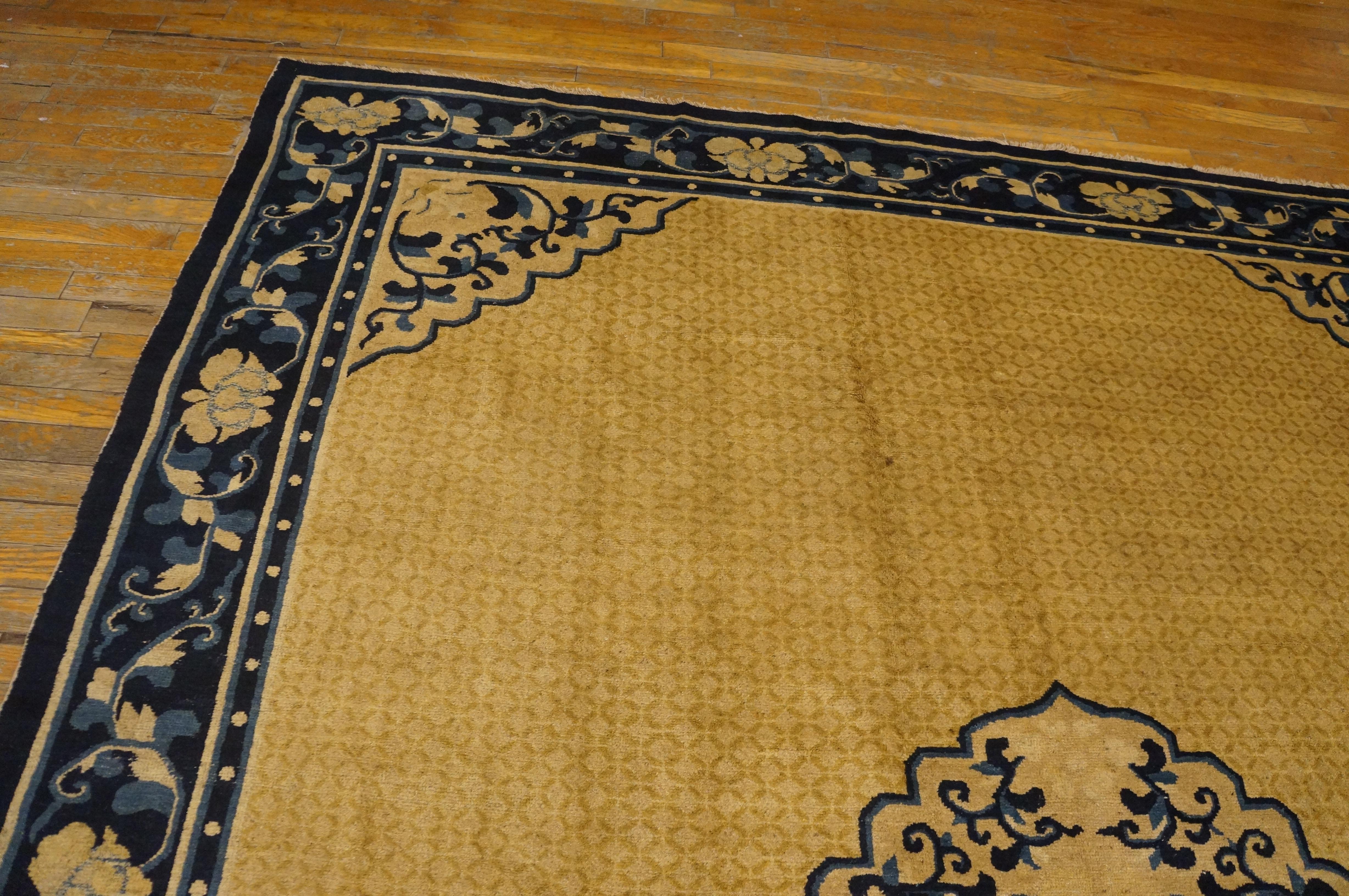 Tapis chinois Ningxia du milieu du 19ème siècle ( 8' x 9'4