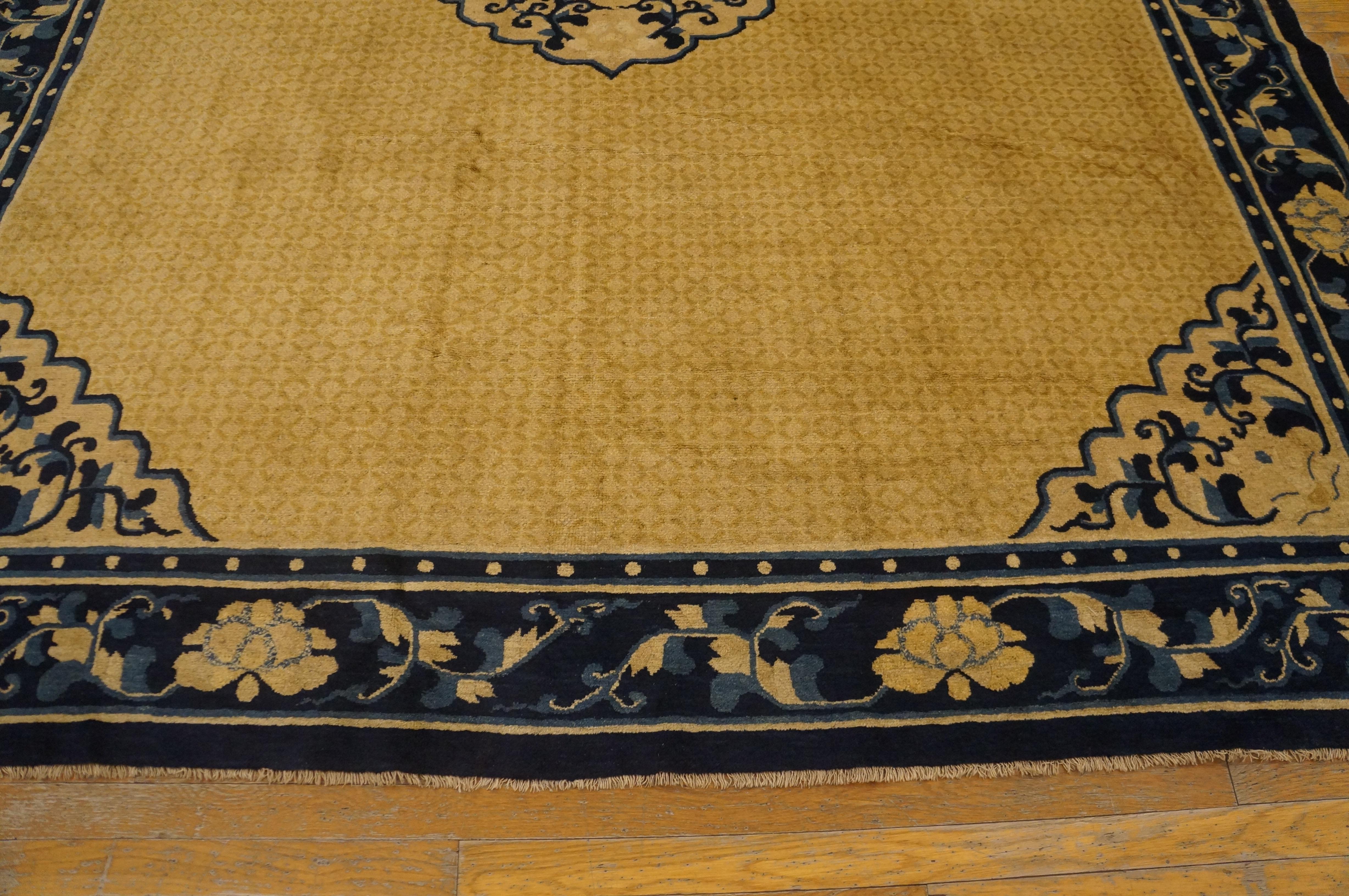 Tapis chinois Ningxia du milieu du 19ème siècle ( 8' x 9'4