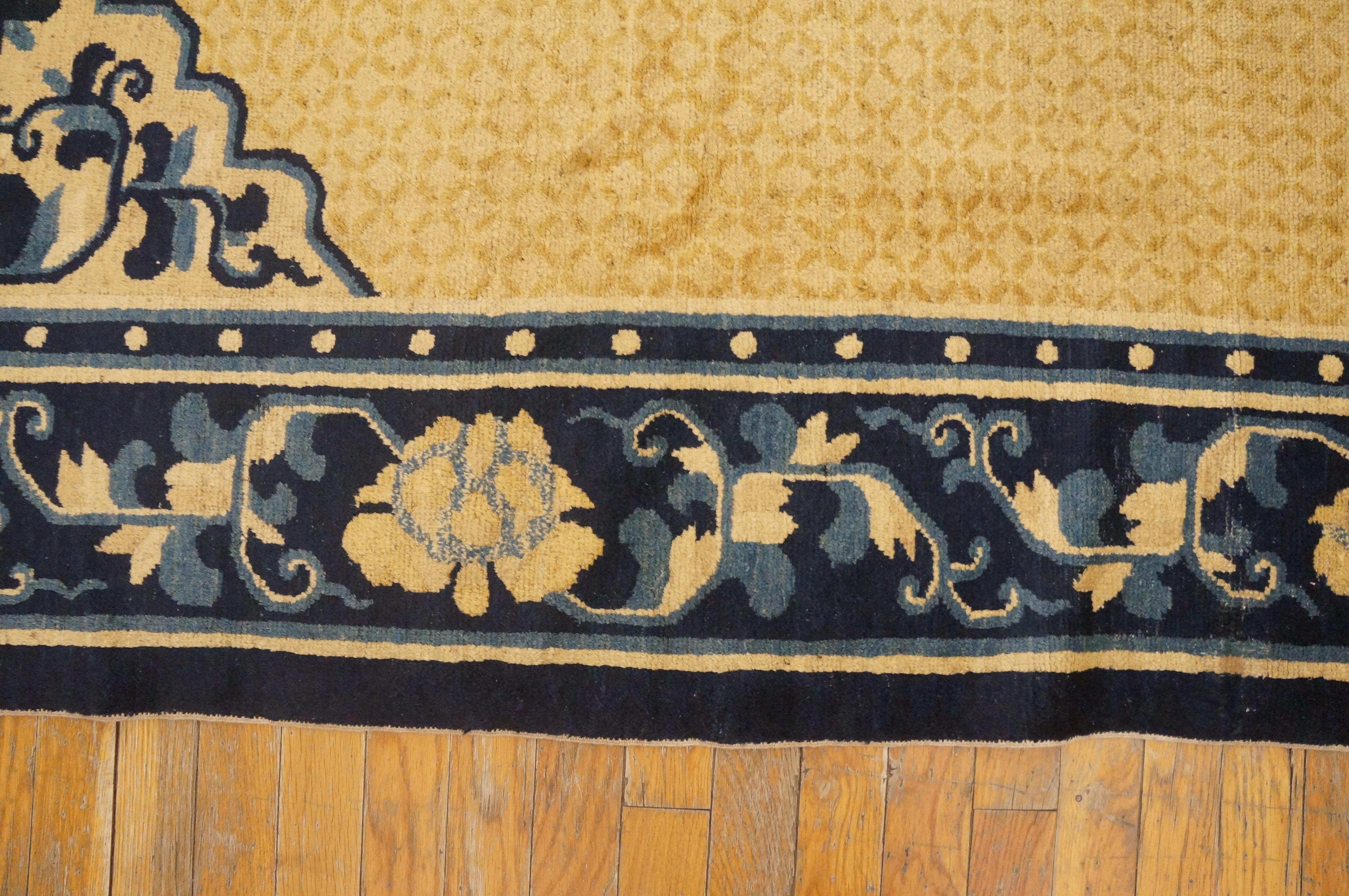 Tapis chinois Ningxia du milieu du 19ème siècle ( 8' x 9'4