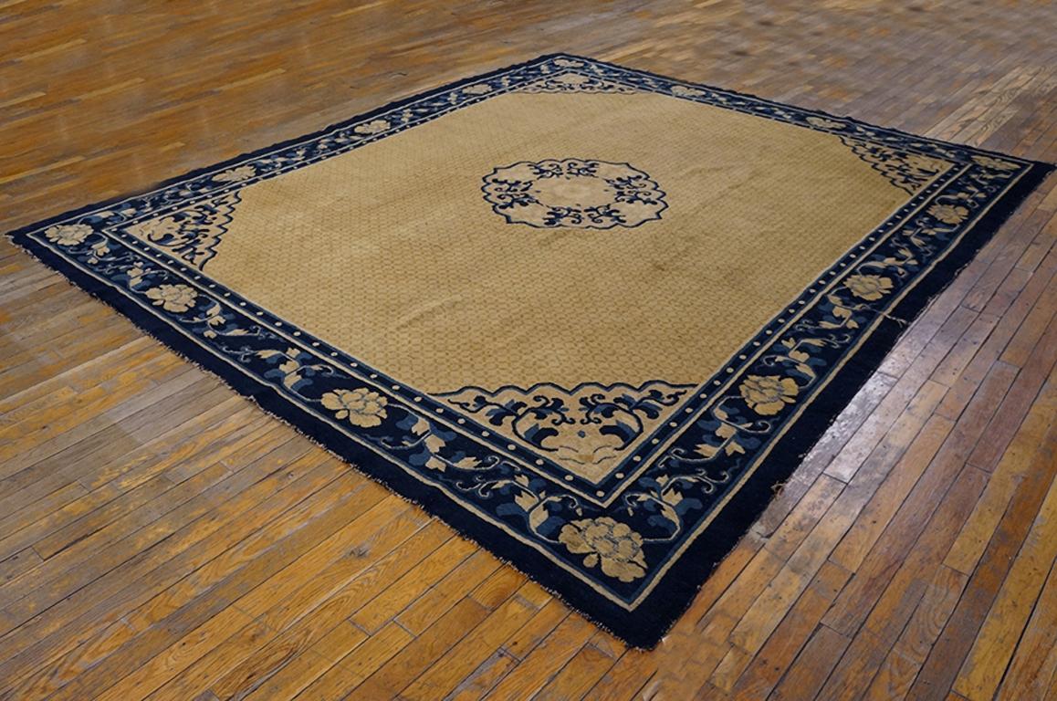 Chinois Tapis chinois Ningxia du milieu du 19ème siècle ( 8' x 9'4