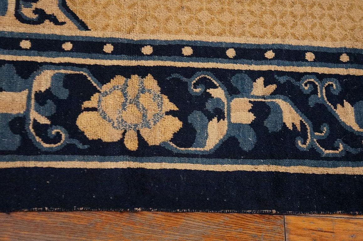 Laine Tapis chinois Ningxia du milieu du 19ème siècle ( 8' x 9'4