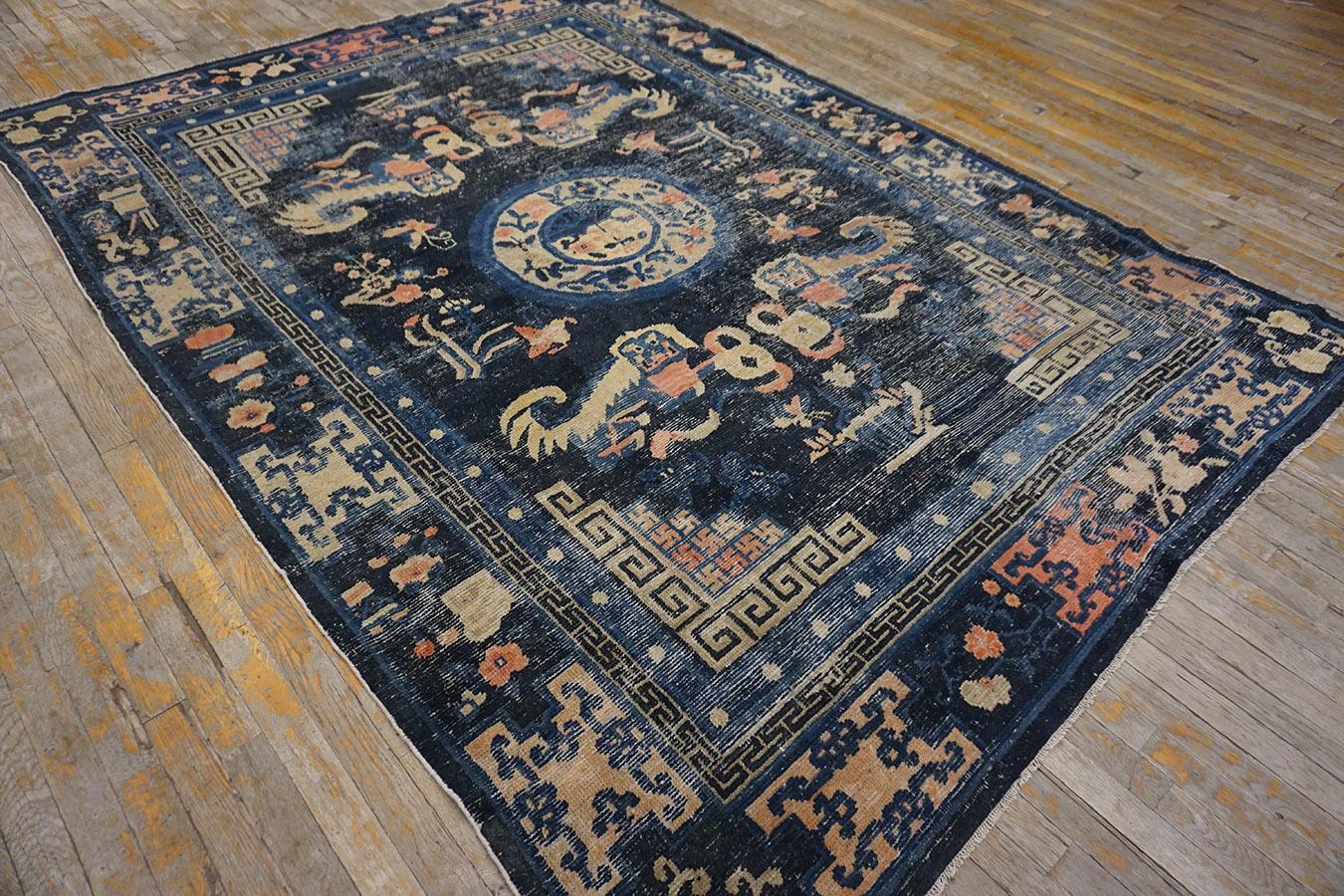 Mid 19th Century Chinese Ningxia Carpet ( 6'8