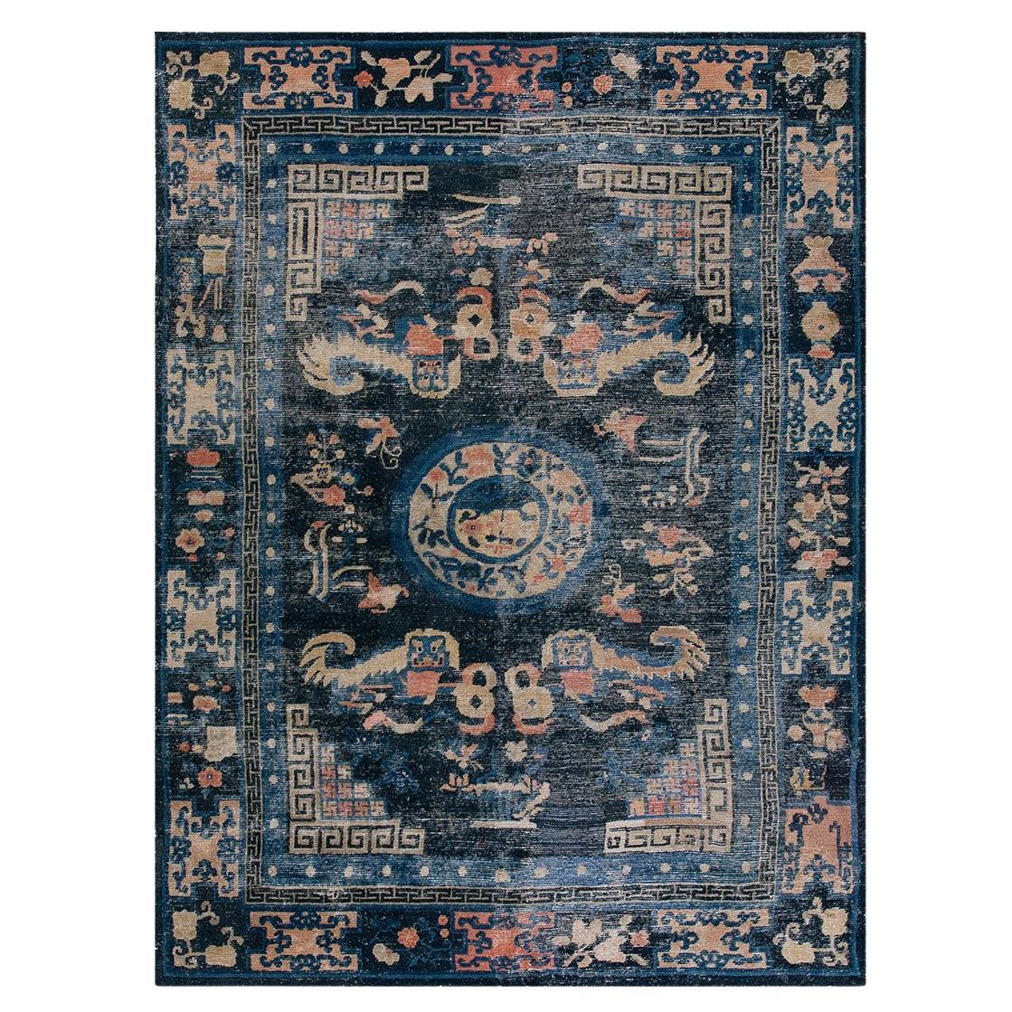 Mid 19th Century Chinese Ningxia Carpet ( 6'8" x 9'8" - 205 x 295 ) For Sale