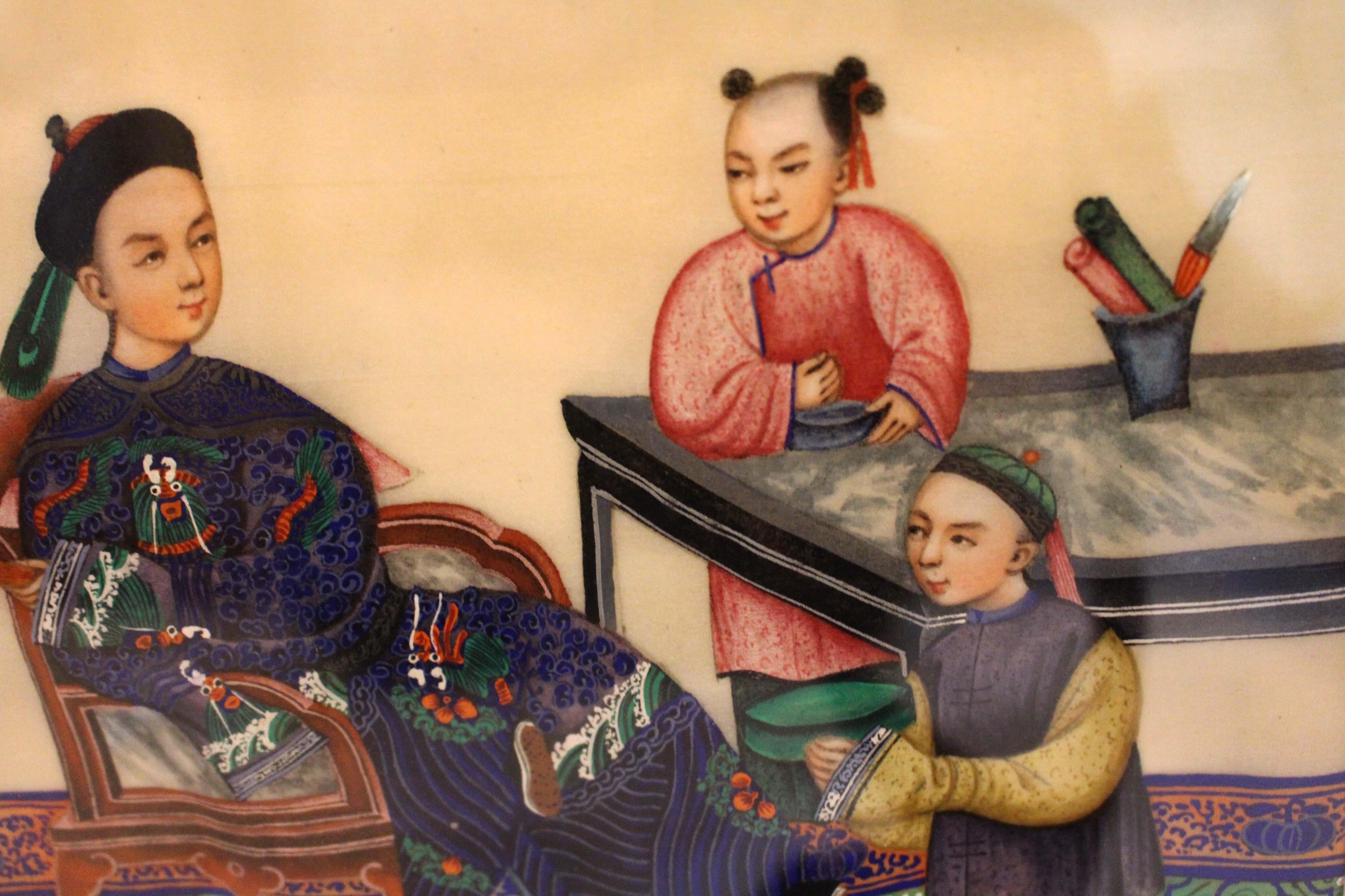 Chinois Peinture chinoise du milieu du XIXe siècle sur papier de riz ou de moelle en vente