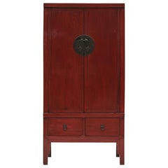 Mid-19Th Century Chinese Qing Red Lacquer Cabinet
