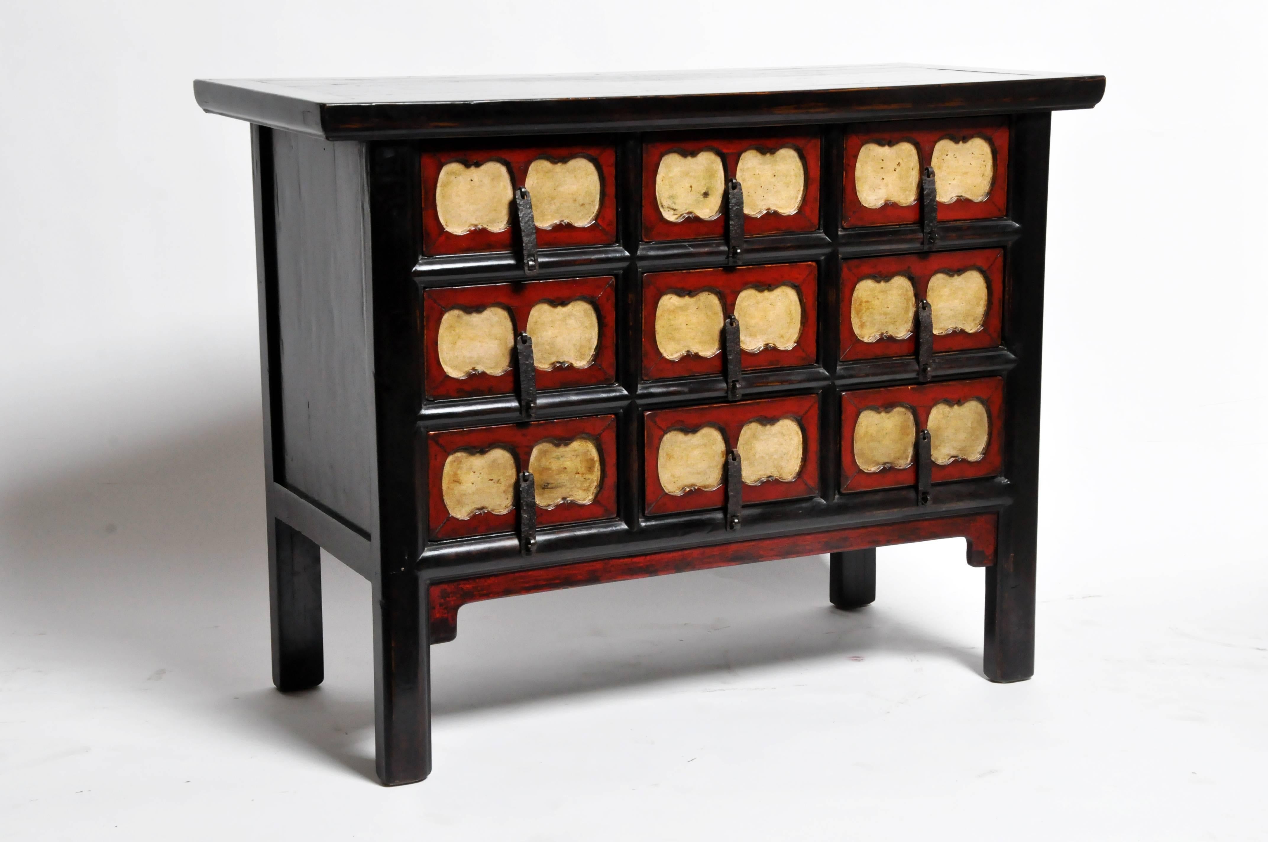 Elm Chinese Side Chest with Nine Drawers