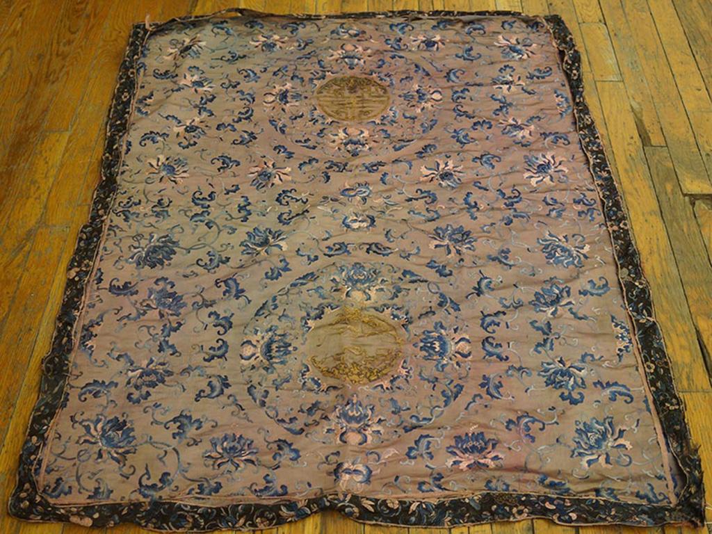 Hand-Woven Mid 19th Century Chinese Silk Embroidery ( 3' x 3'10