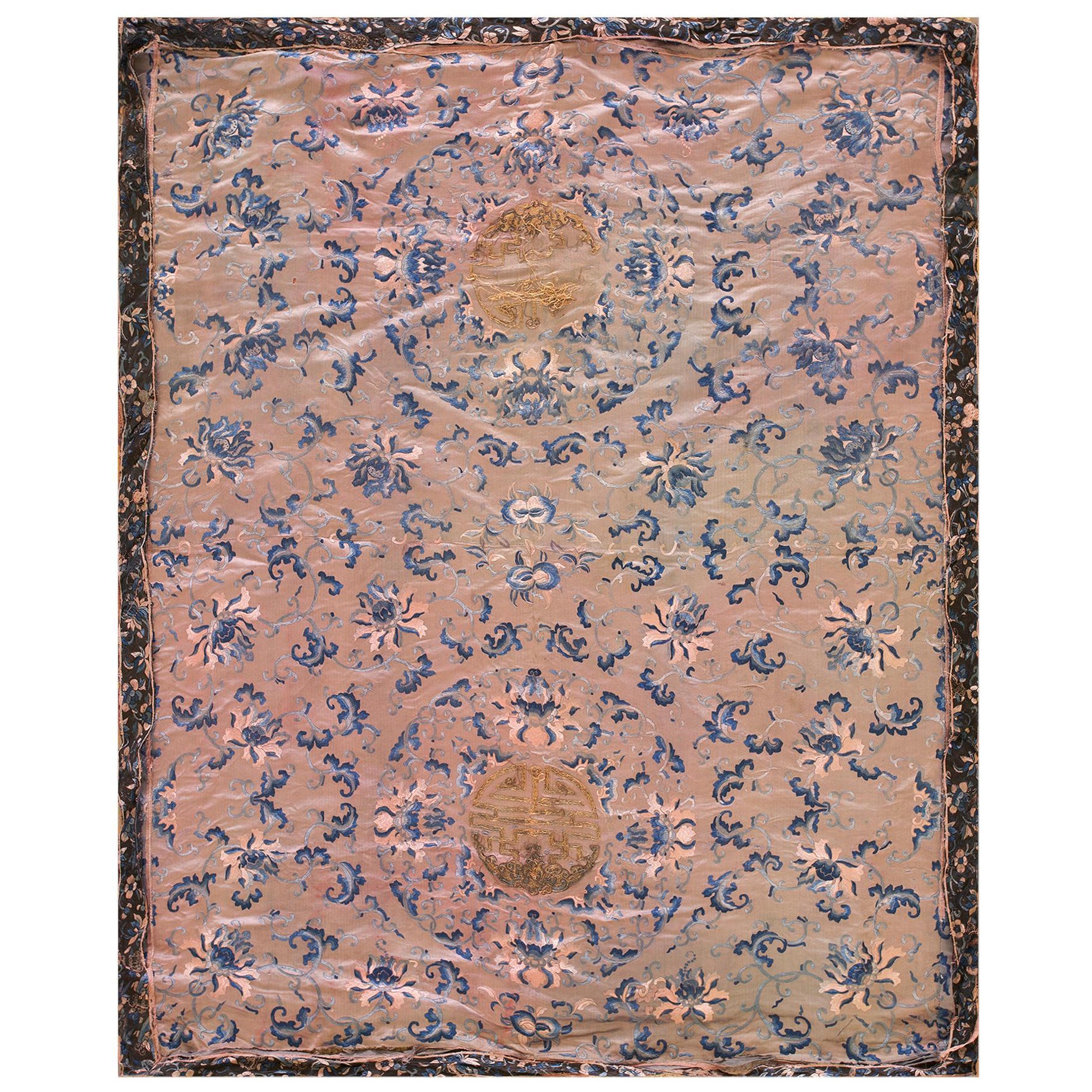 Ricamo in seta cinese della metà del XIX secolo ( 3' x 3'10" - 90 x 118 )