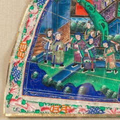 Mid 19th Century Chinese Telescopic Canton Fan with Carved Bone Stays