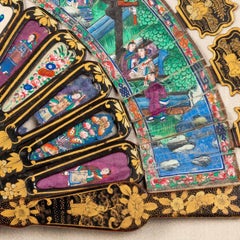 Chinesischer Teleskopfff aus vergoldetem, verziertem schwarzem Lack aus der Mitte des 19. Jahrhunderts