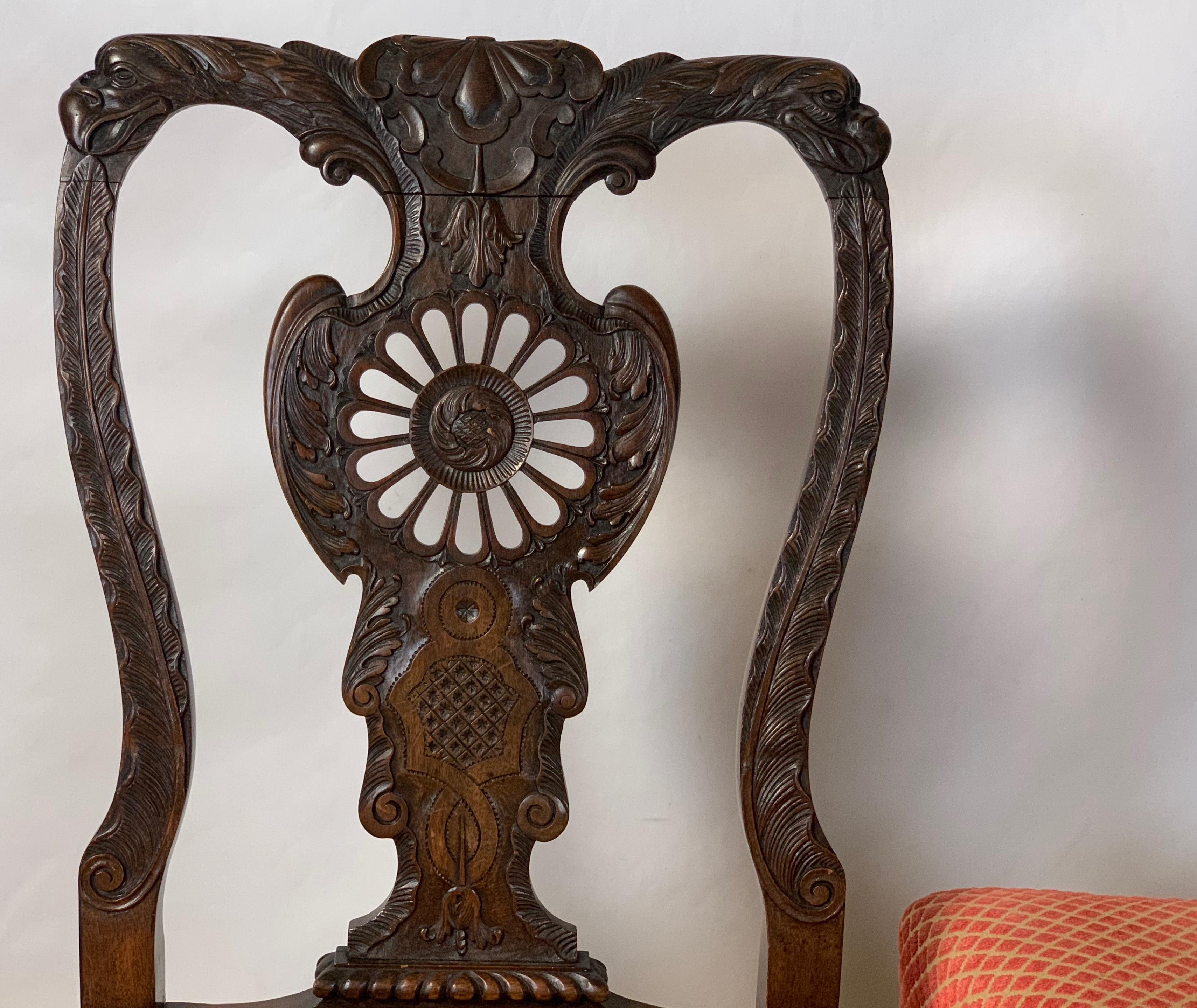 Mid-19th Century Chippendale Style Carved Mahogany Side Chairs 1